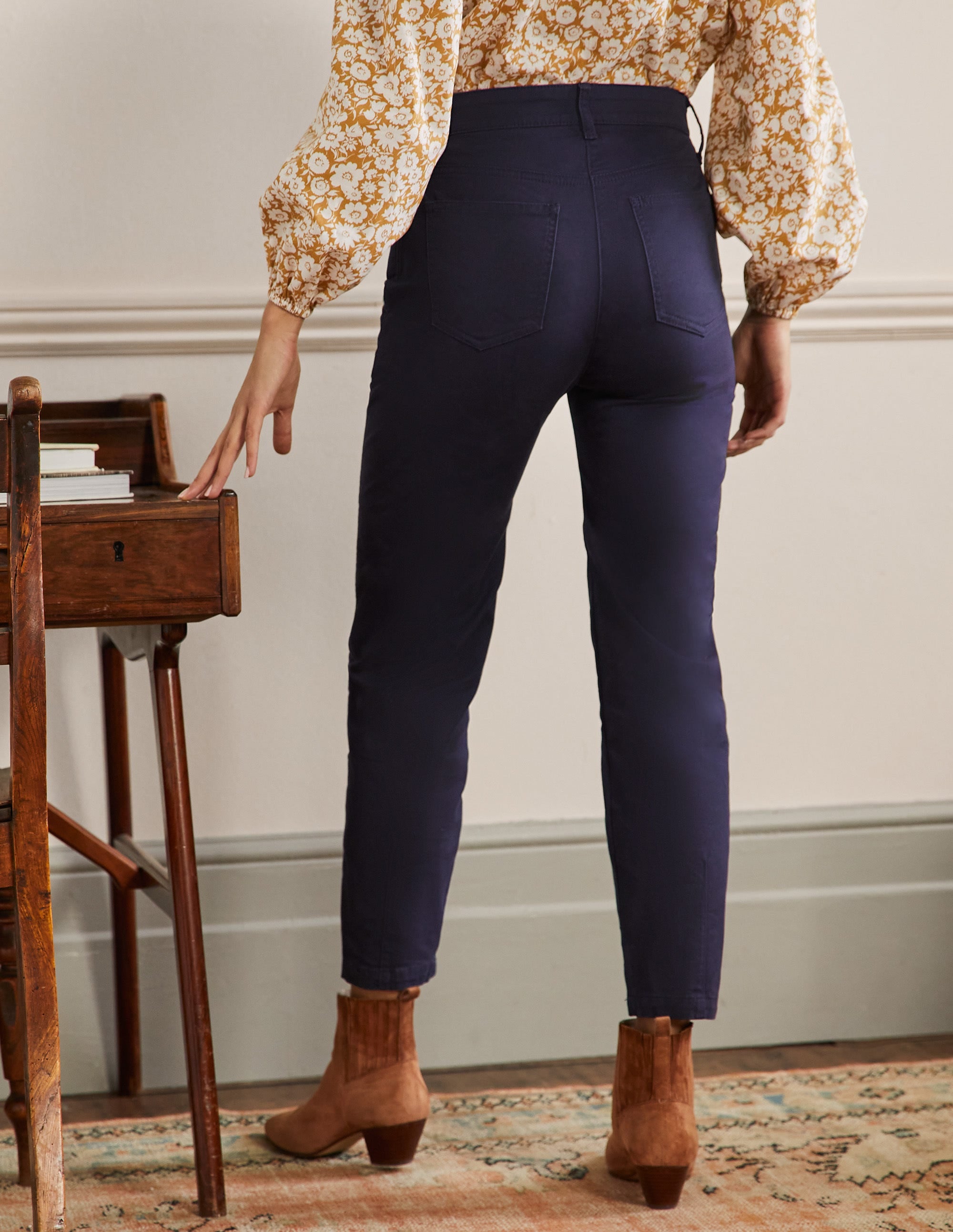 Tapered Chino Trousers-Navy - Image 3