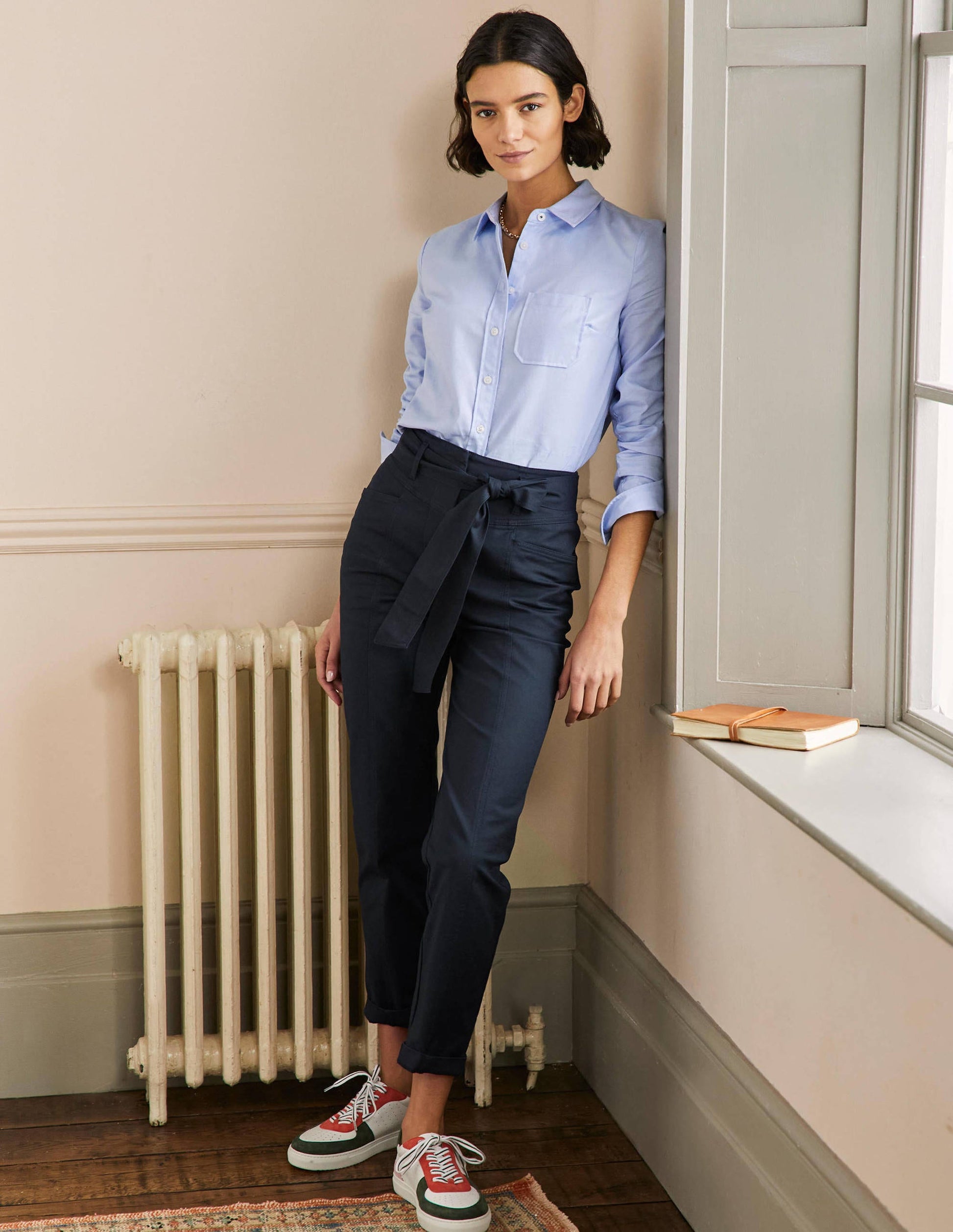 Pantalon Richmond noué à la taille-Bleu marine-1