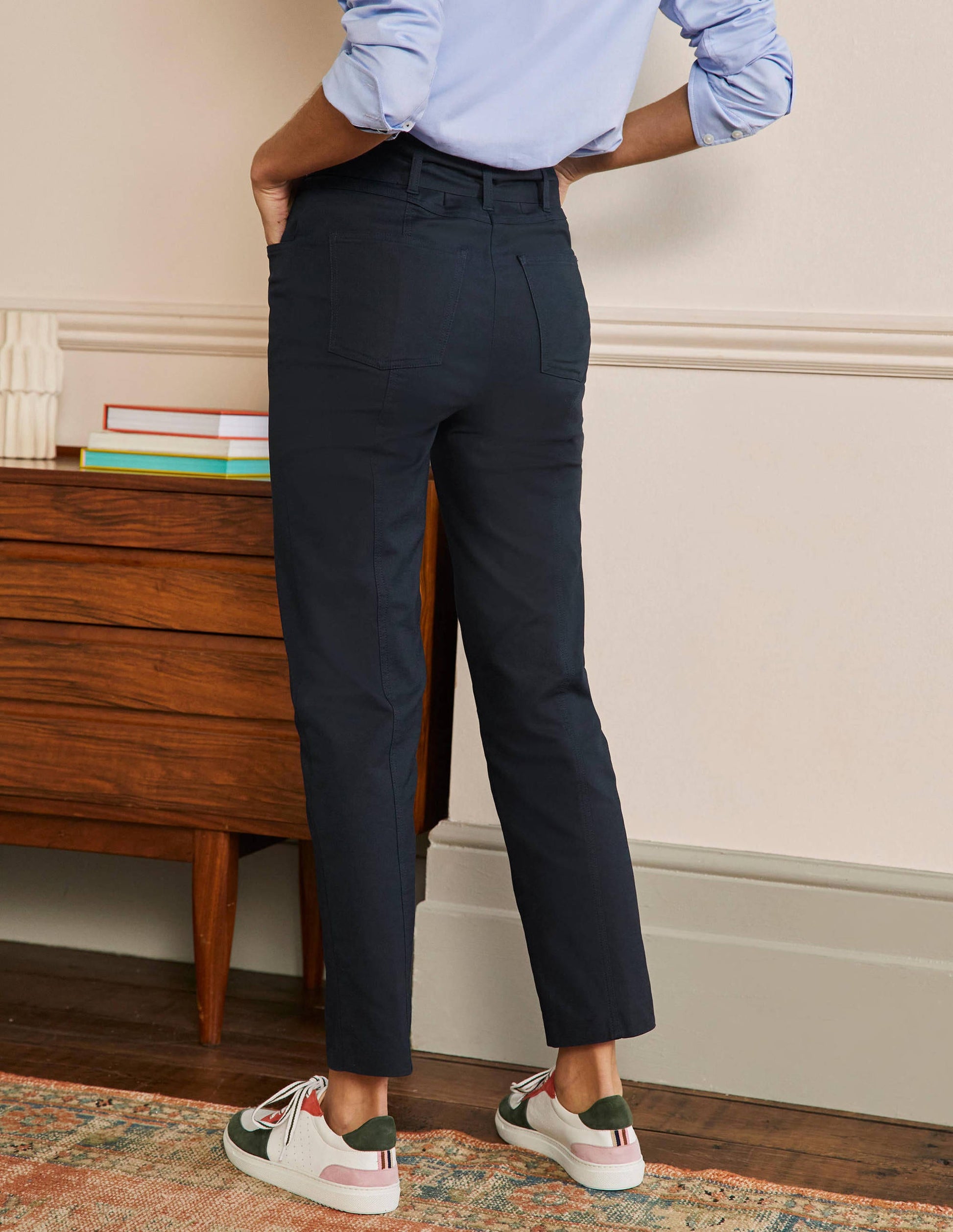 Pantalon Richmond noué à la taille-Bleu marine-3