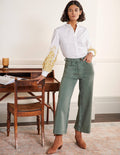 Wide Leg Cotton Twill Trousers-Alder