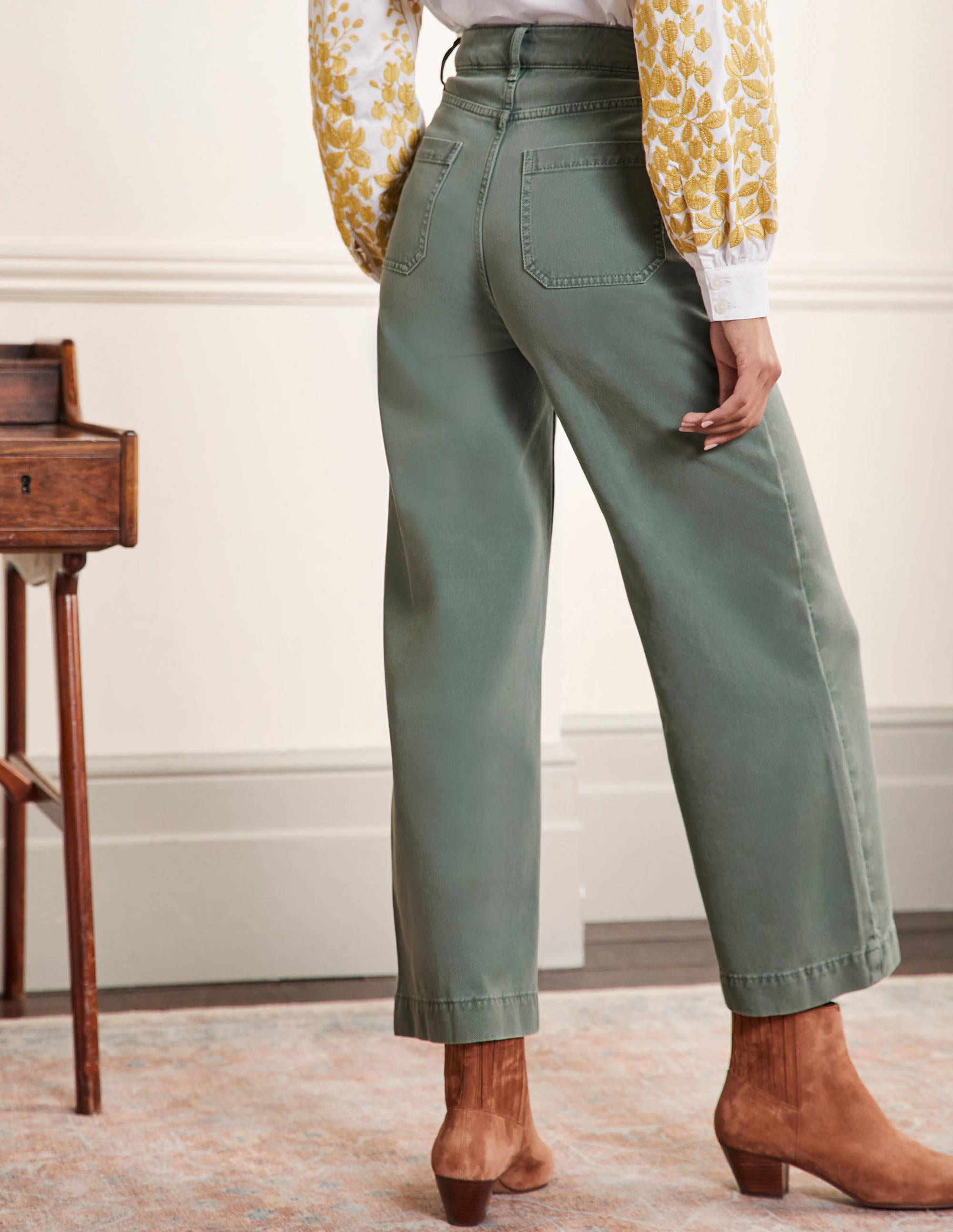 Pantalon large en sergé de coton-Aulne - Image 3
