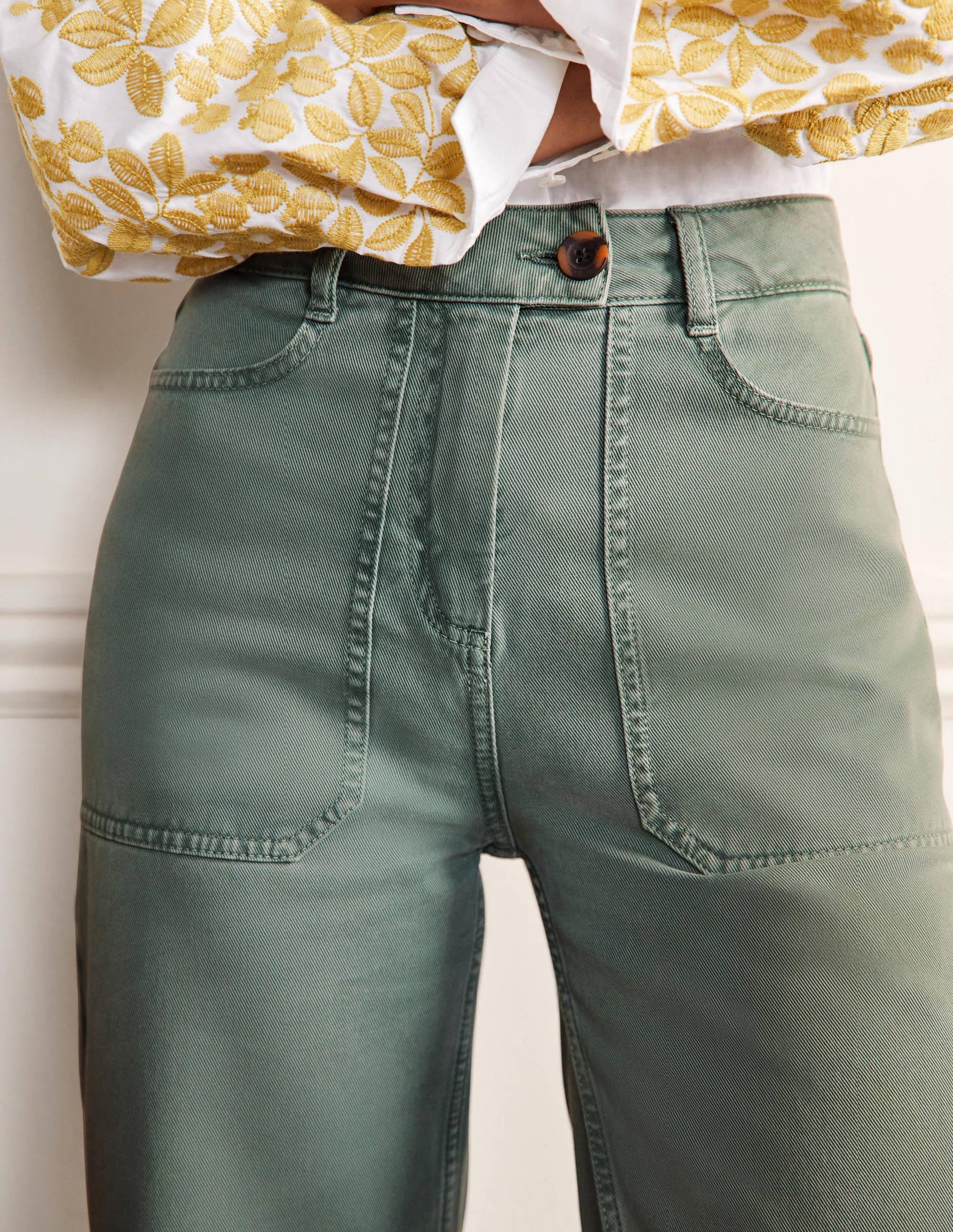 Wide Leg Cotton Twill Trousers-Alder-4