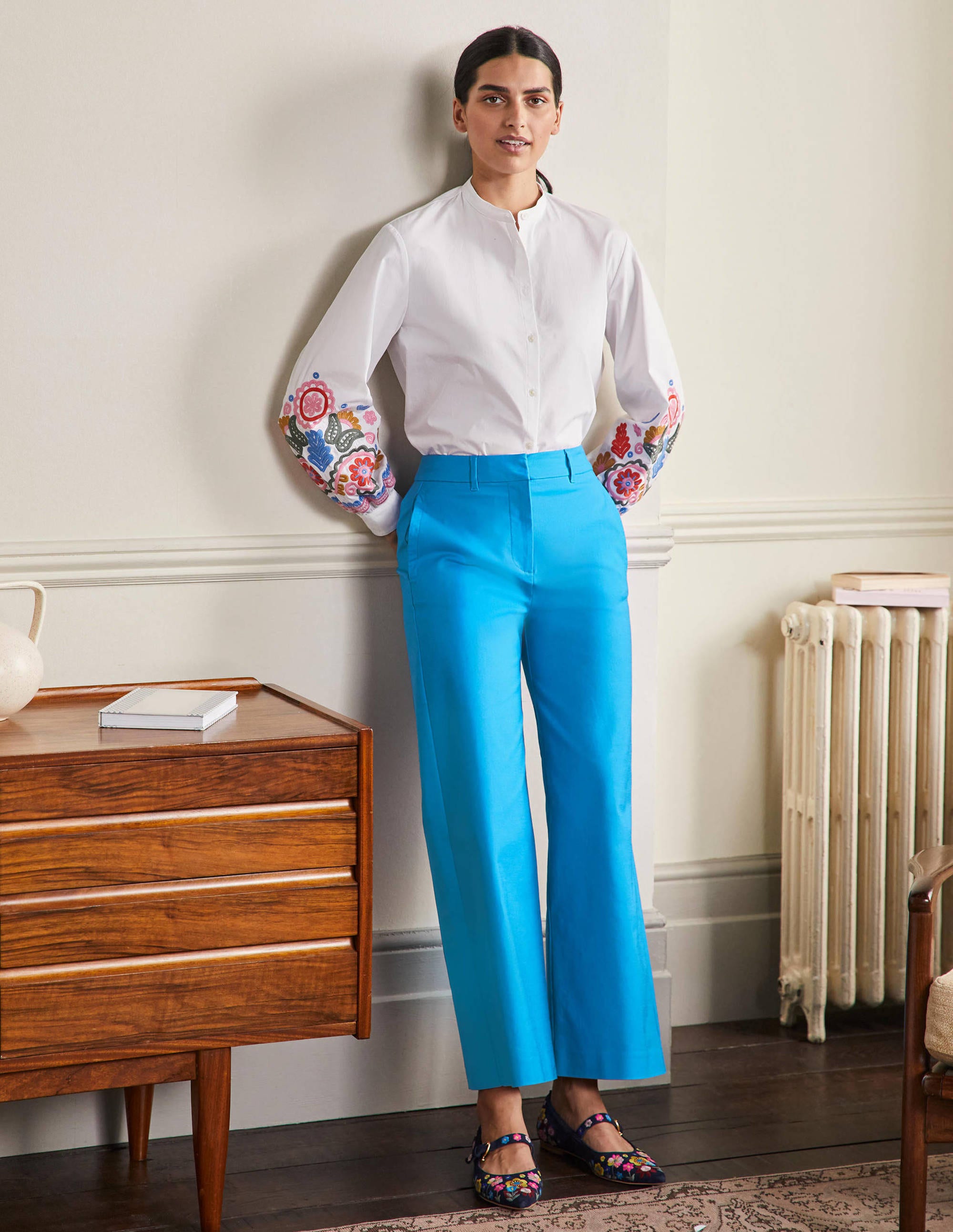 Pantalon Richmond taille haute-Bleu marocain - Image 1