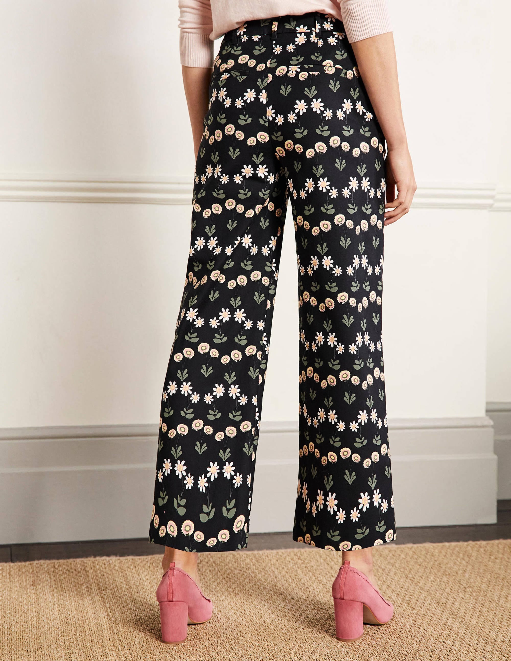 Richmond Hose mit hoher Taille-Schwarz, Zarte Gänseblümchen - Image 3