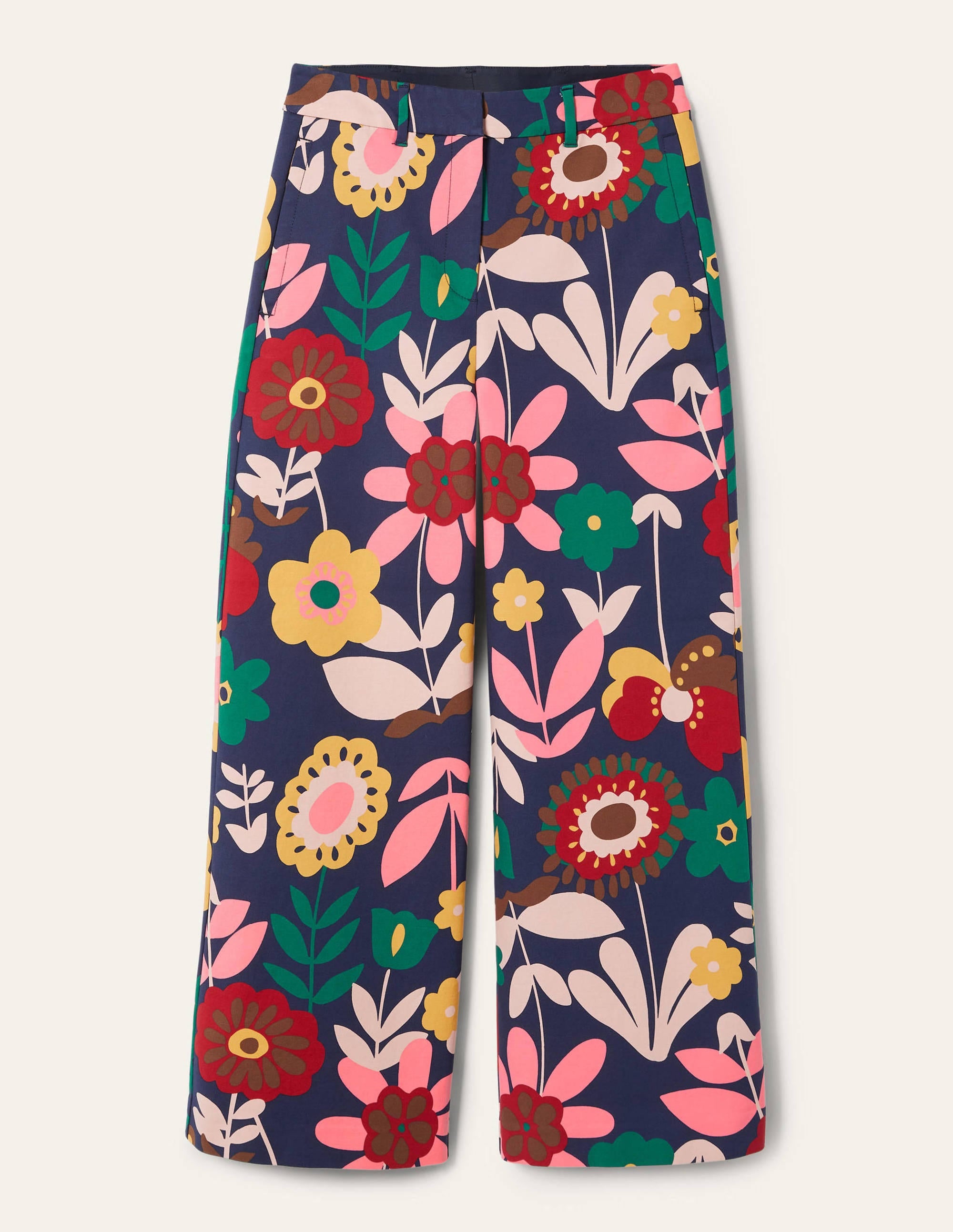 High Waisted Richmond Trousers-French Navy, Flora Bloom - Image 5