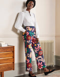 High Waisted Richmond Trousers-French Navy, Flora Bloom