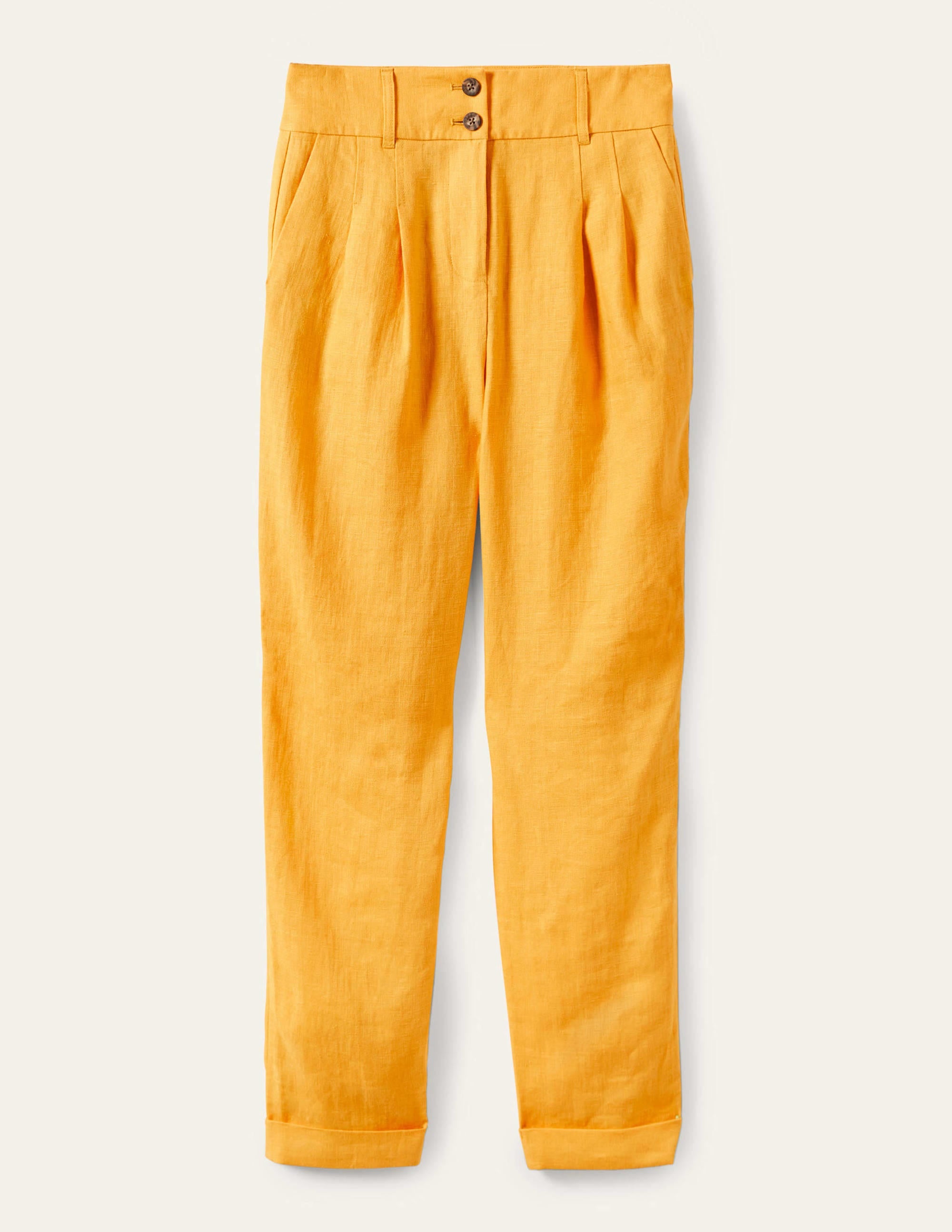 Turn Up Linen Trousers-Zinnia Yellow - Image 5
