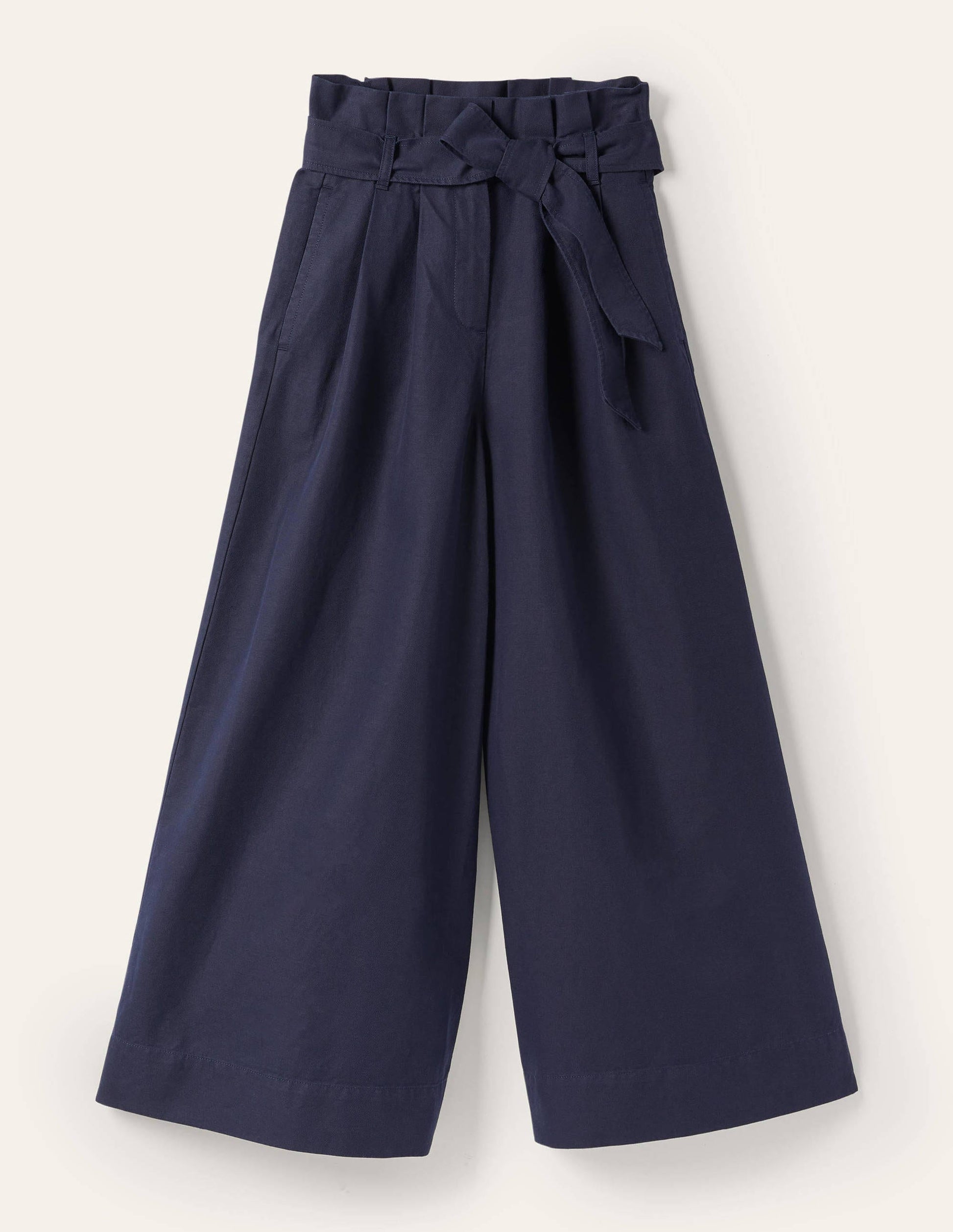 Culotte aus einer Leinenmischung mit weitem Bein-Marineblau-5