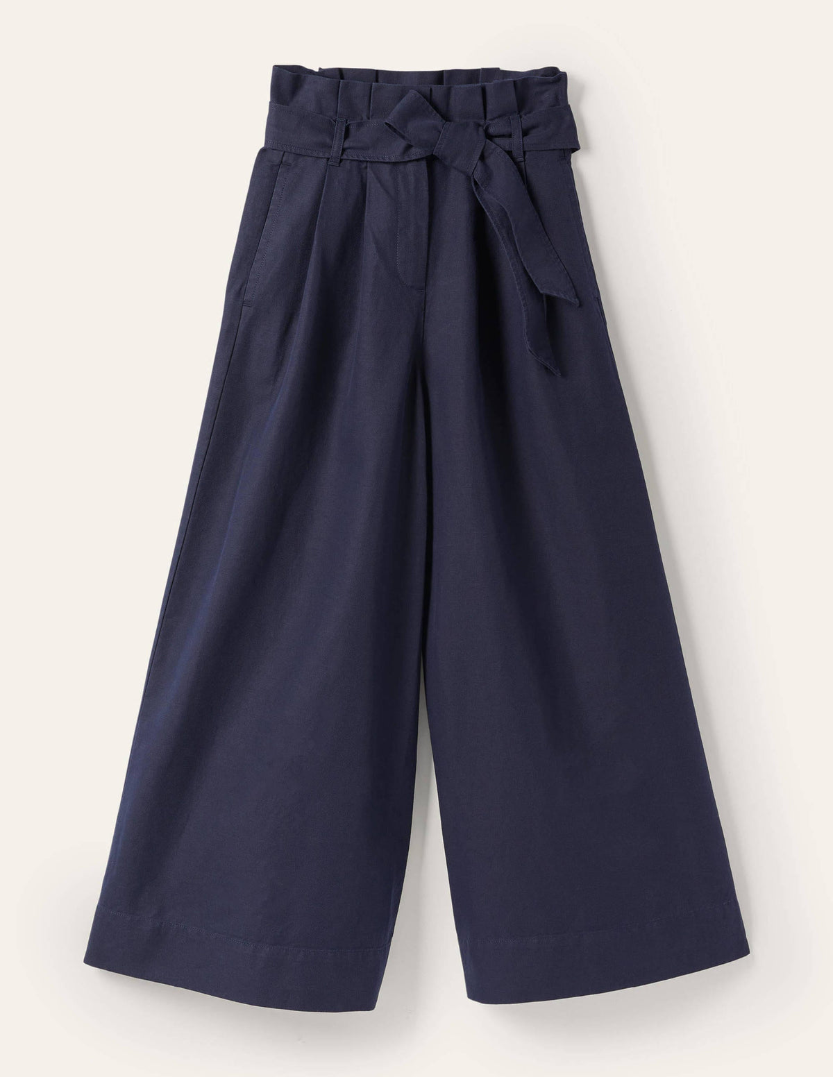 Culotte aus einer Leinenmischung mit weitem Bein-Marineblau - Image 5