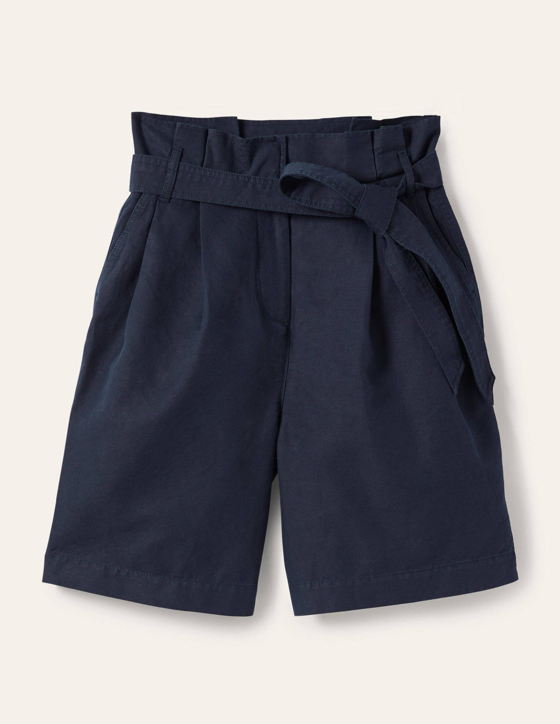 Paperbag-Shorts mit hoher Taille-Marineblau-5