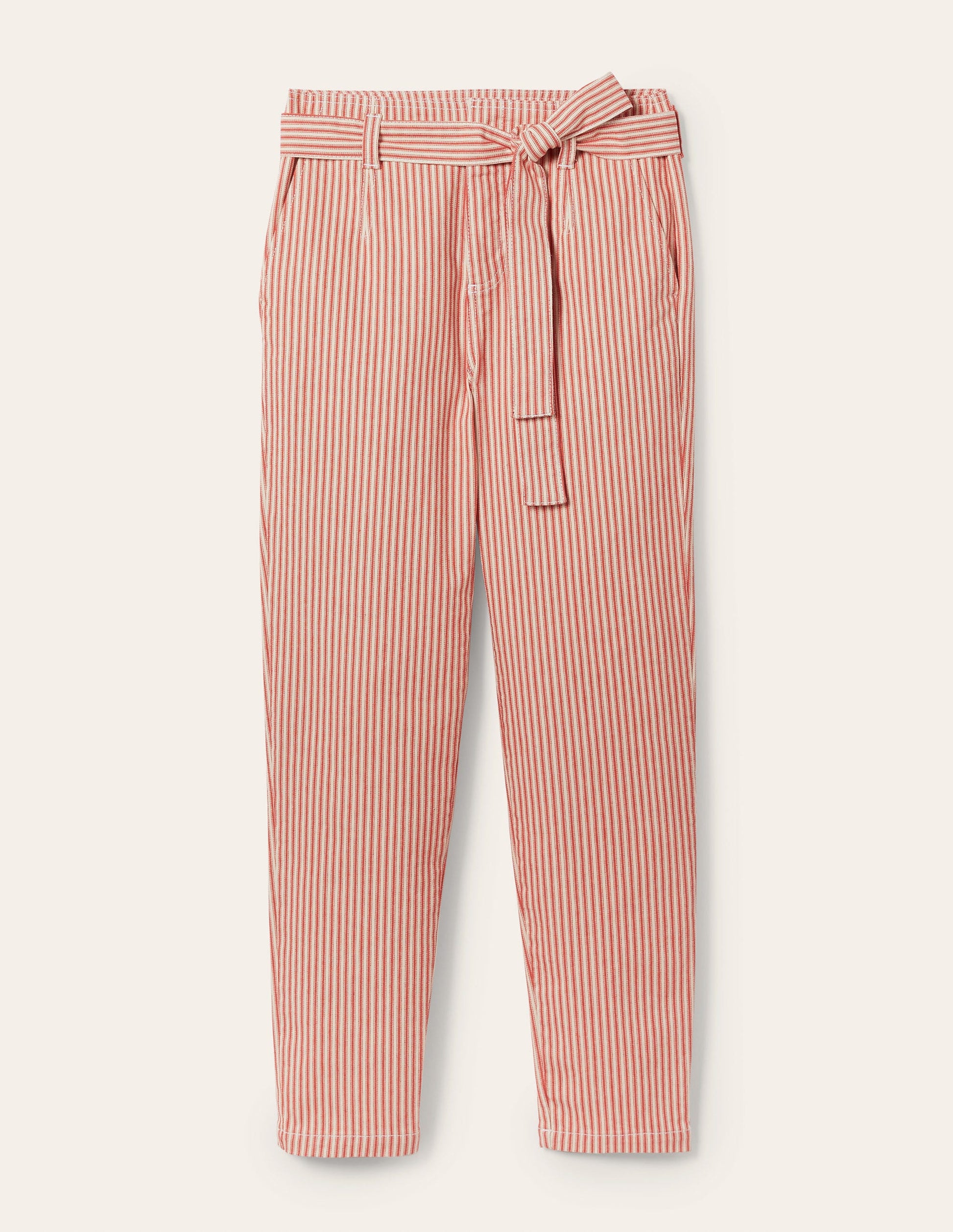 Jeans mit Bindegürtel-Rot, Feine Streifen-6
