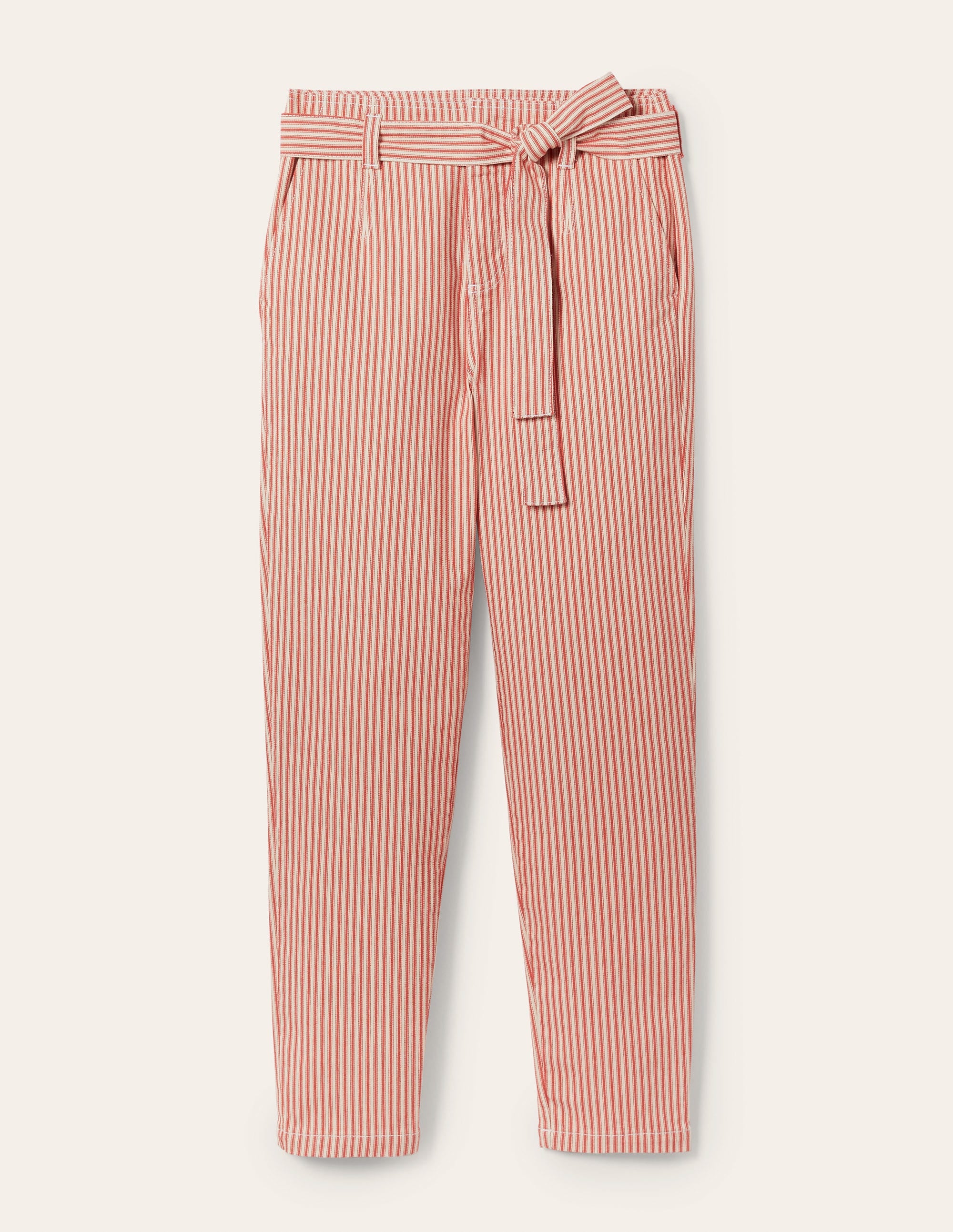 Jeans mit Bindegürtel-Rot, Feine Streifen - Image 6