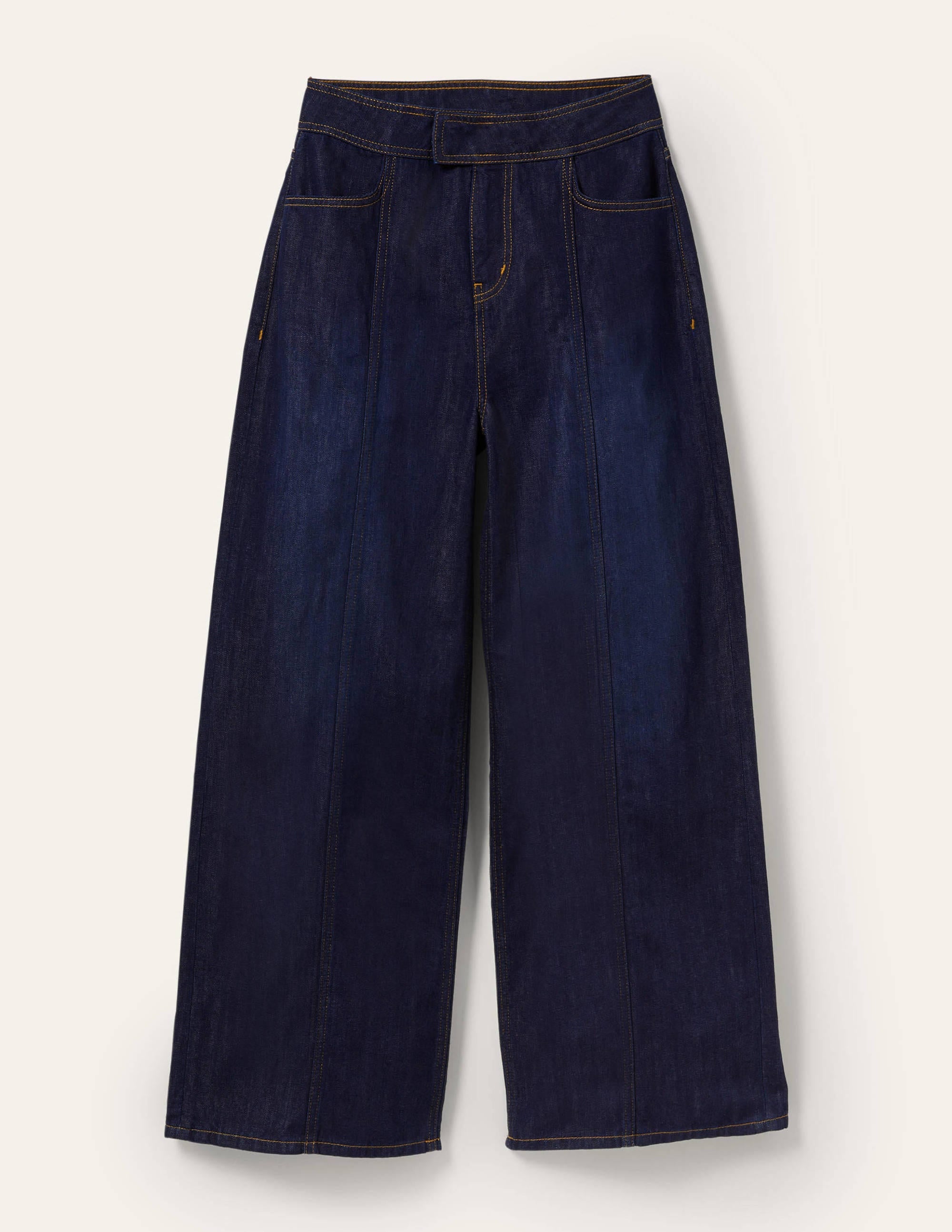 Wide Leg Seam Detail Jeans-Indigo - Image 7