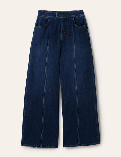 Jeans mit weitem Bein und Ziernaht-Mittleres Vintageblau-5