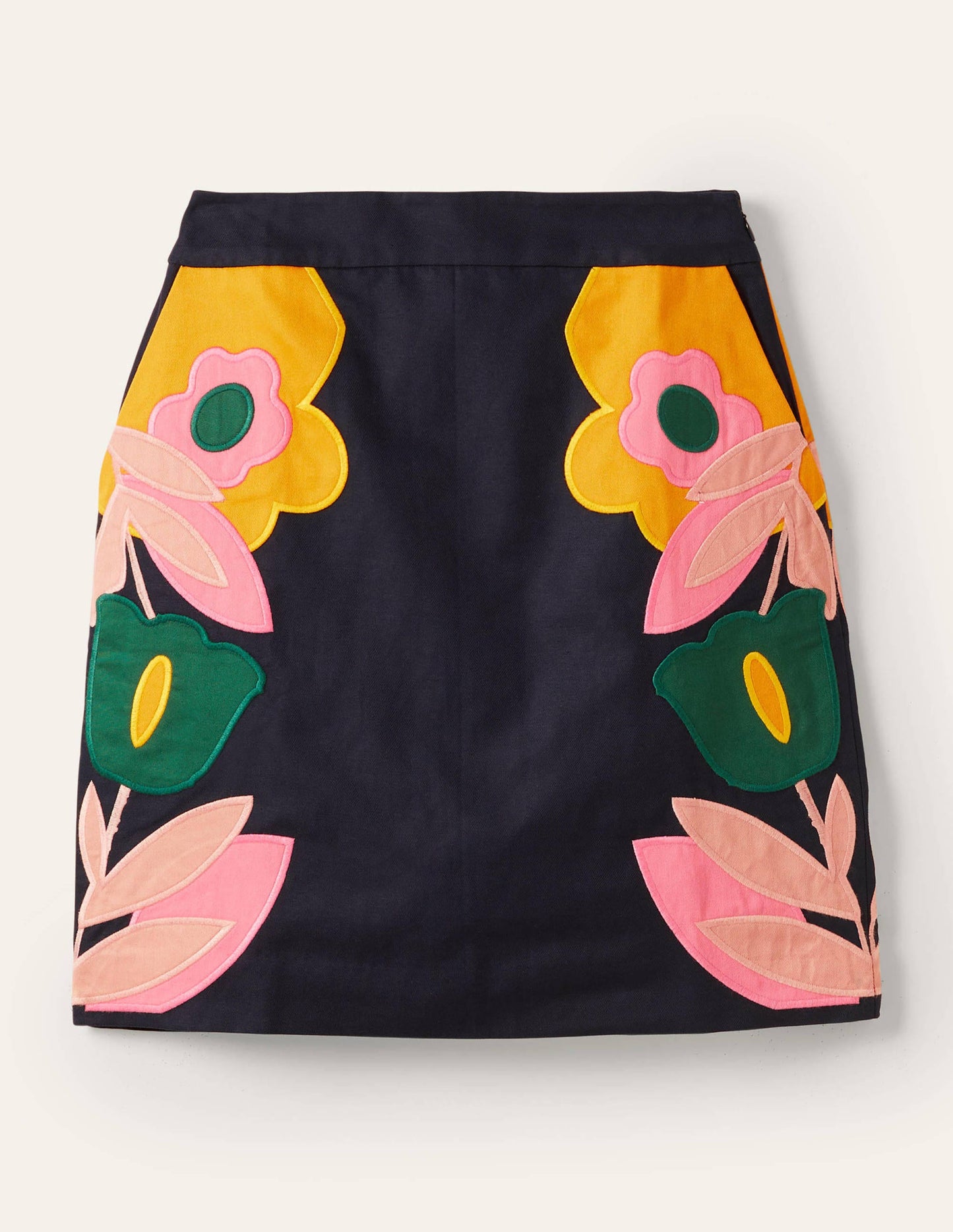 Minirock mit Stickerei-Navy, Applikation
