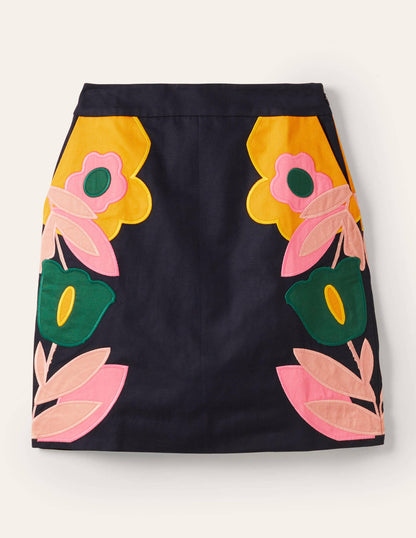 Minirock mit Stickerei-Navy, Applikation-6