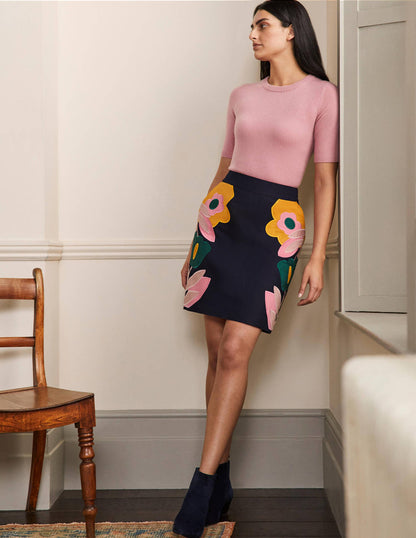 Minirock mit Stickerei-Navy, Applikation-1