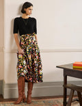 Round Waistband Full Skirt-Black, Opulent Paradise