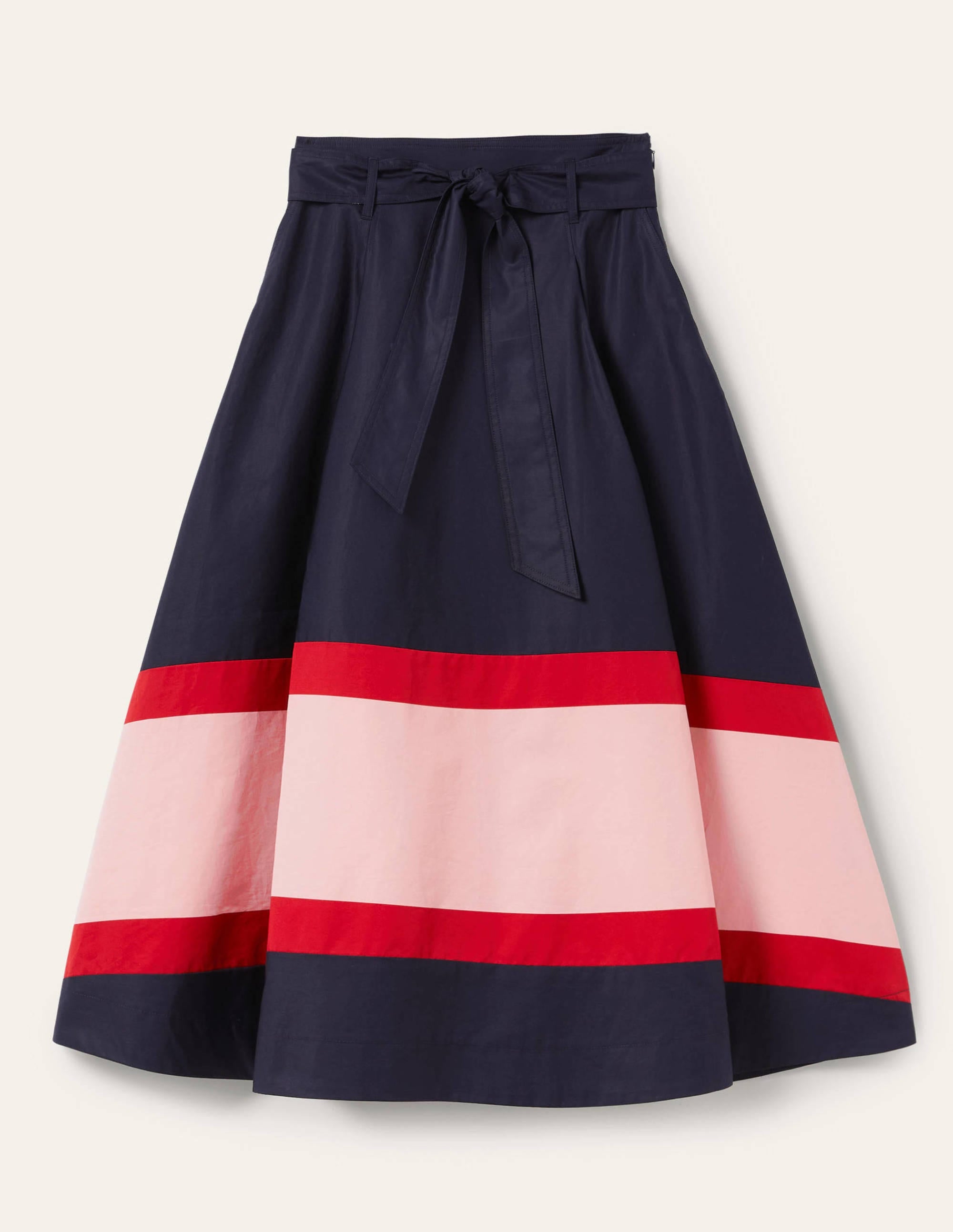 Jupe corolle à ceinture arrondie-Bleu marine, rayé milkshake - Image 6