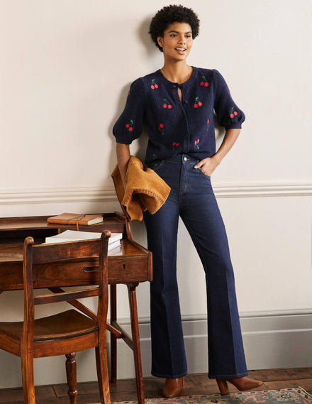 Antonia Elegante Jeans mit Schlag-Indigoblau