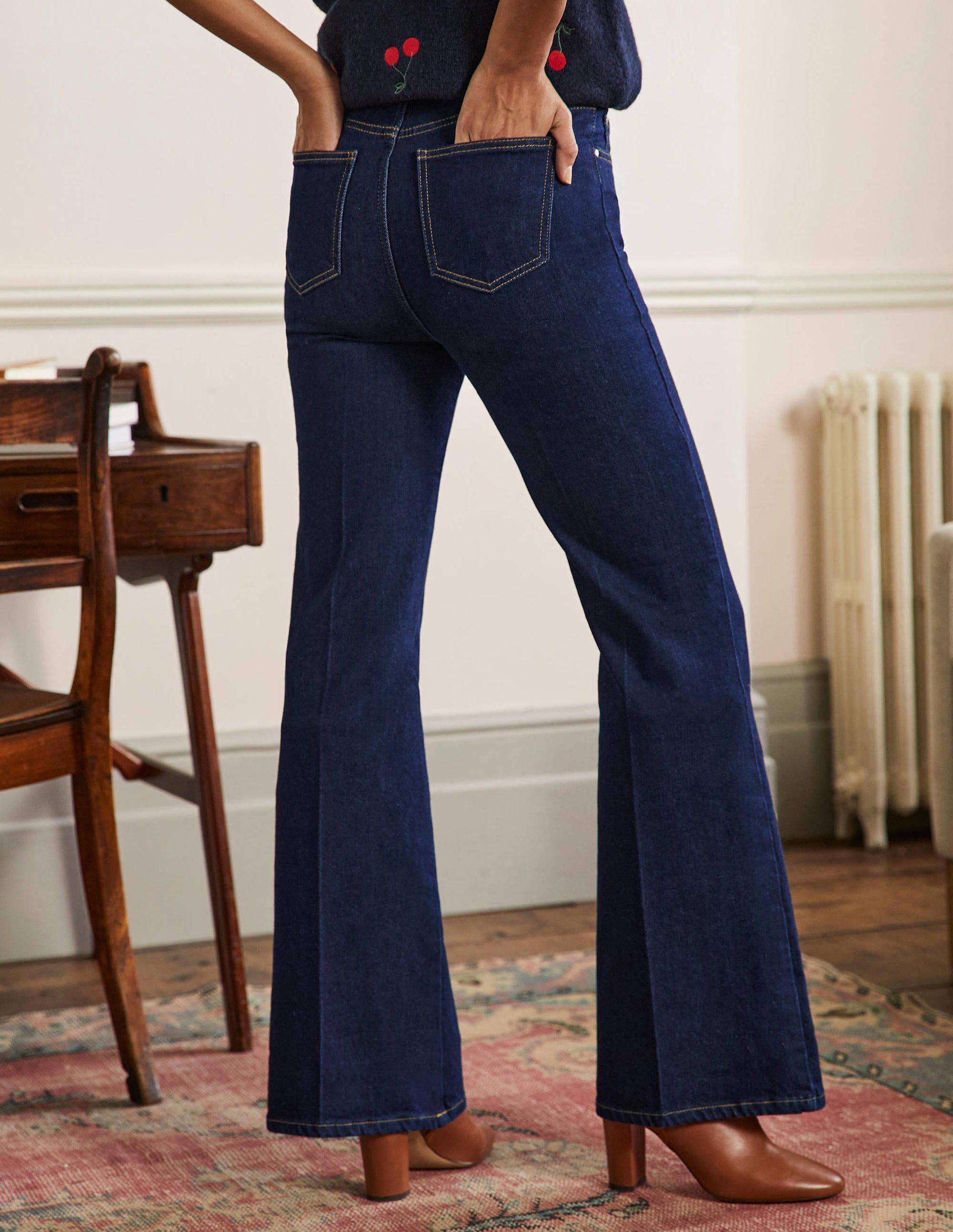 Antonia Elegante Jeans mit Schlag-Indigoblau-3