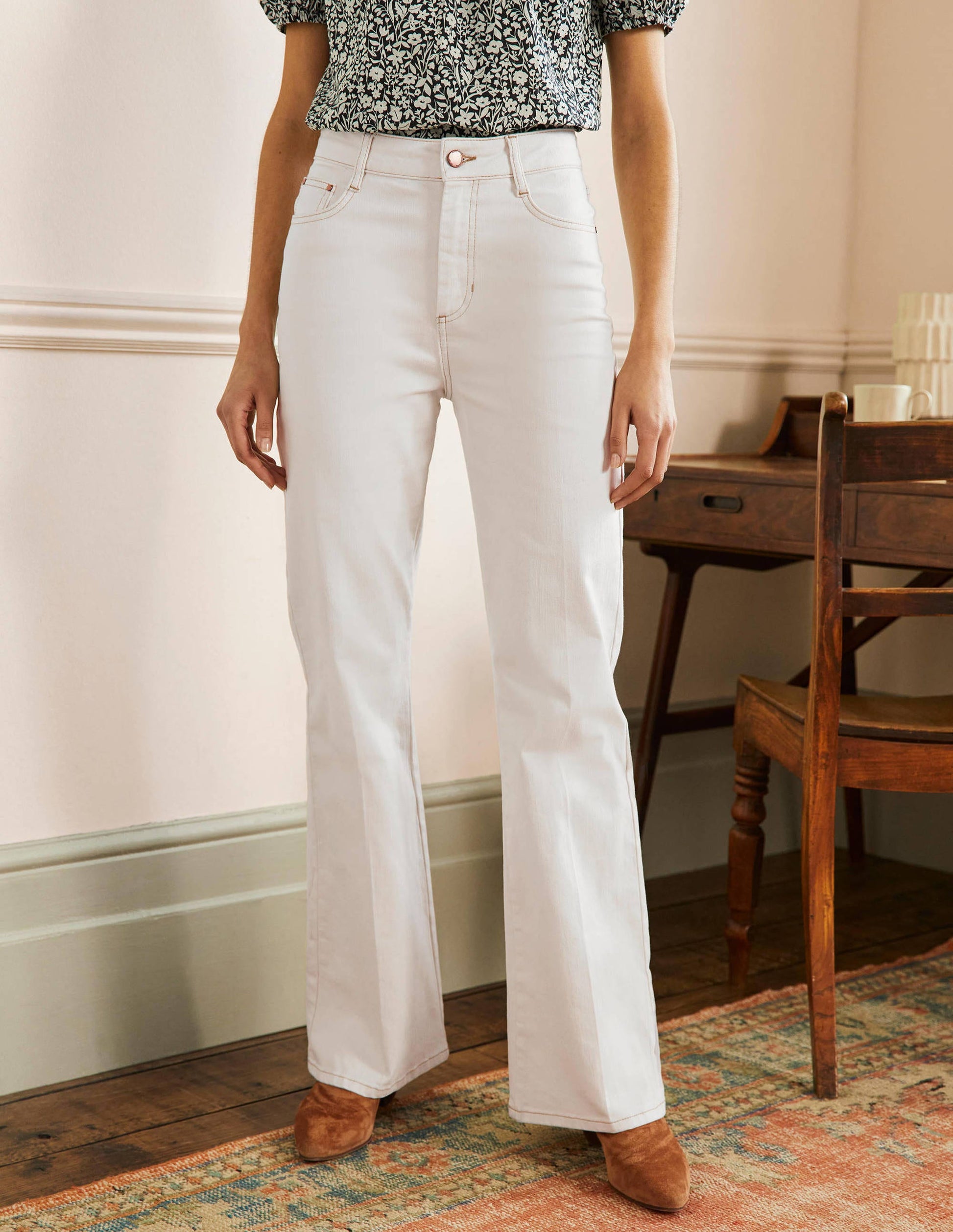 Antonia Elegante Jeans mit Schlag-Ecru-4