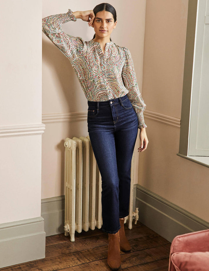 7/8-Jeans mit Schlag-Indigoblau