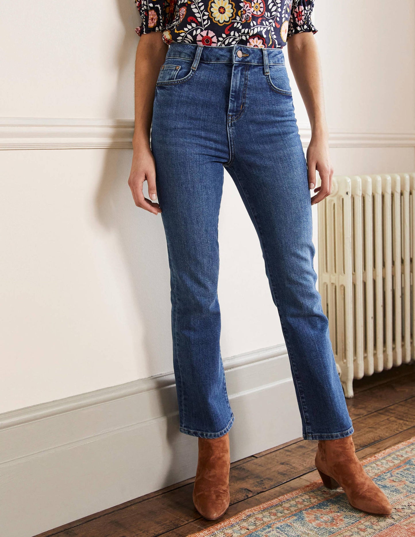 7/8-Jeans mit Schlag-Mittleres Vintageblau