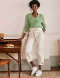 Cuffed Hem Jeans-Oat Milk