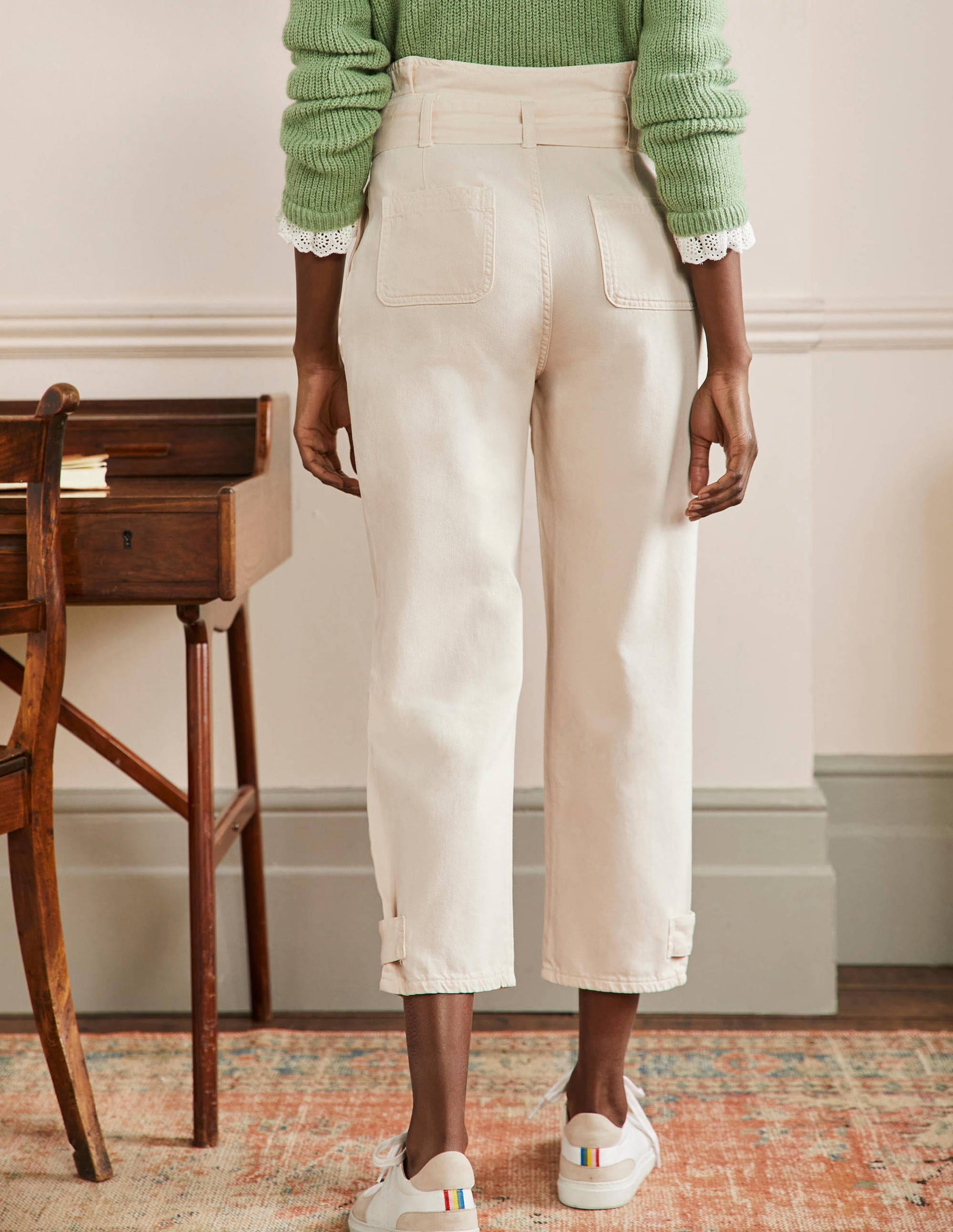 Cuffed Hem Jeans-Oat Milk-3