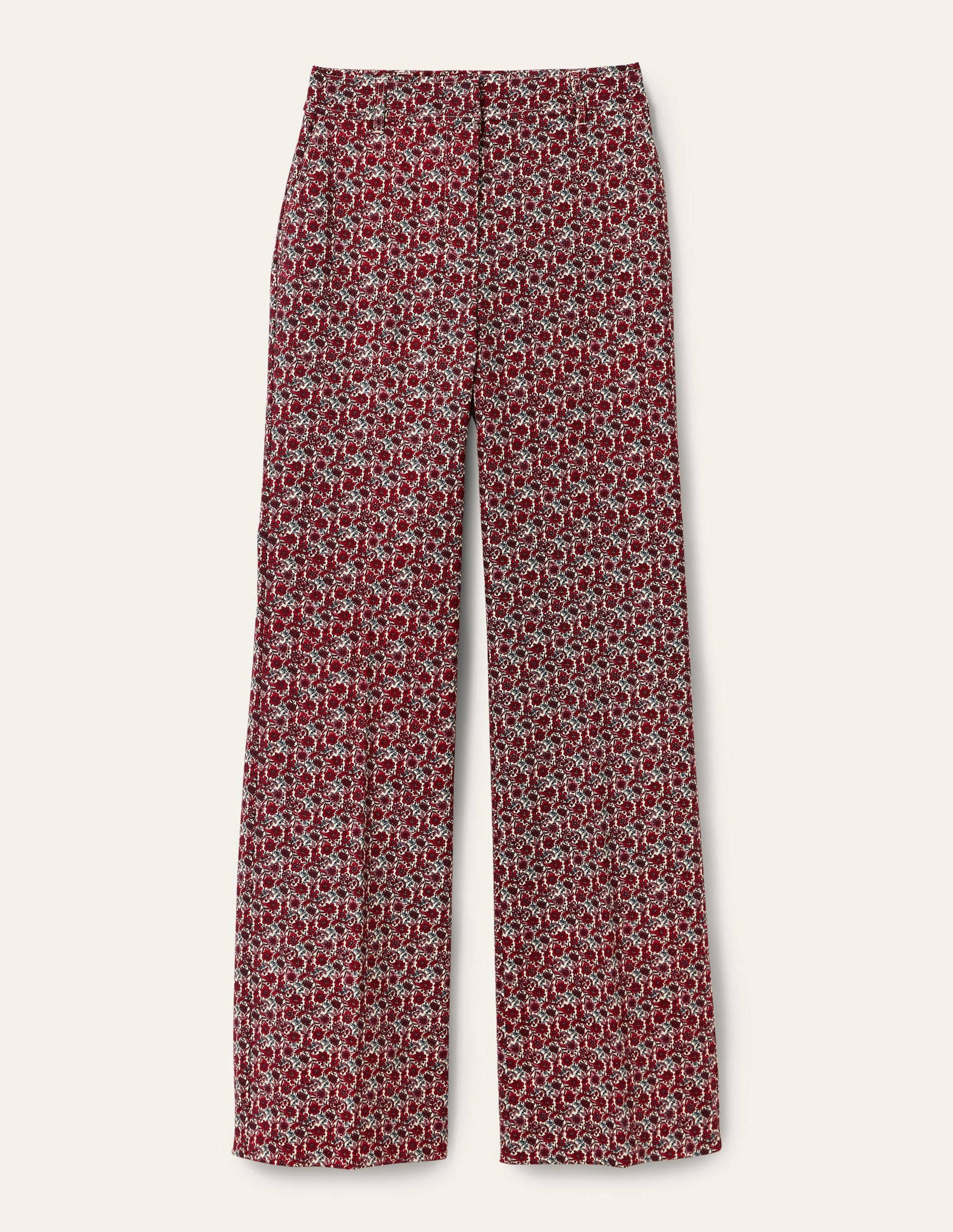 Printed Wideleg Trousers-Red/Dusty Blue Floret Bloom-5