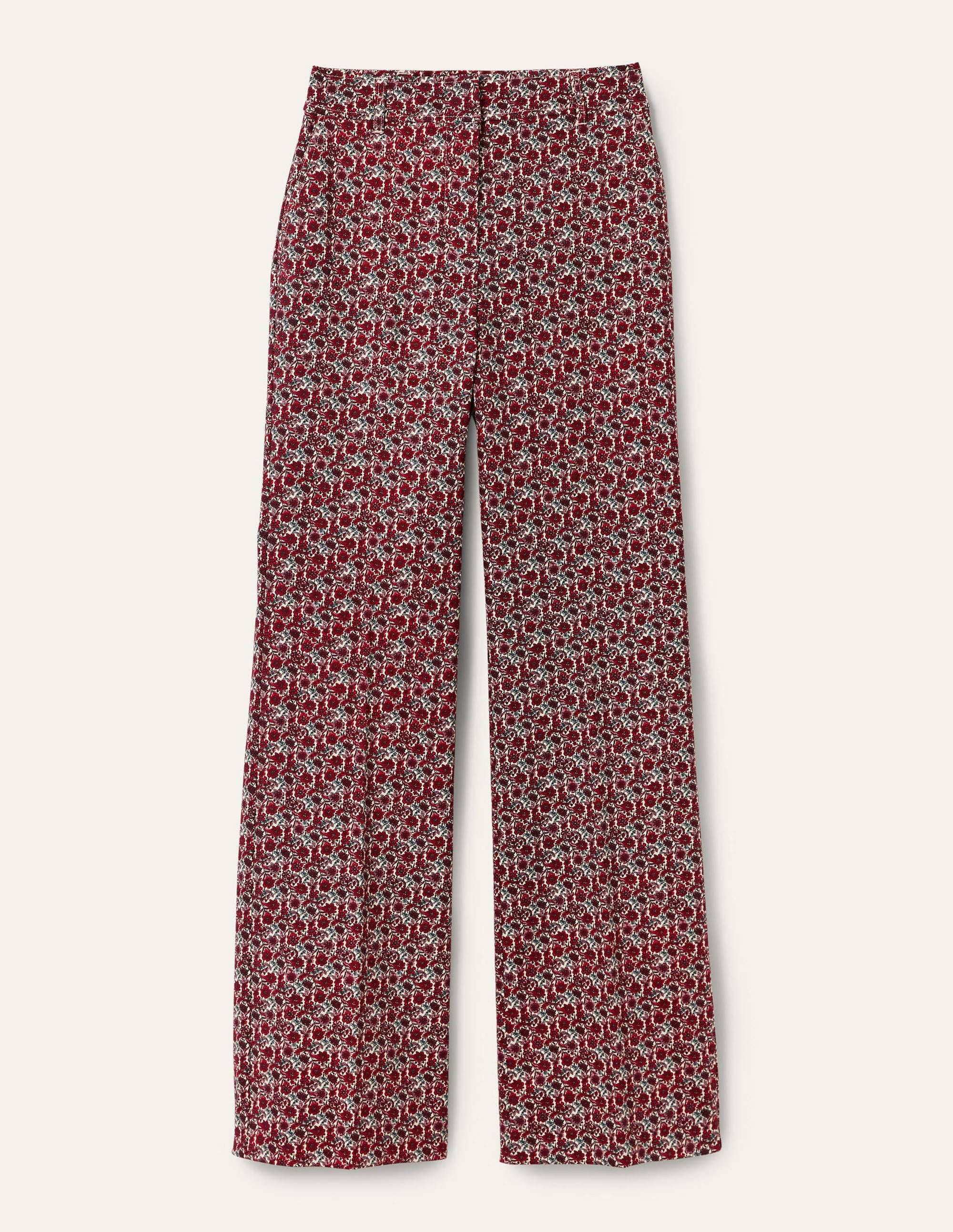 Printed Wideleg Trousers-Red/Dusty Blue Floret Bloom - Image 5