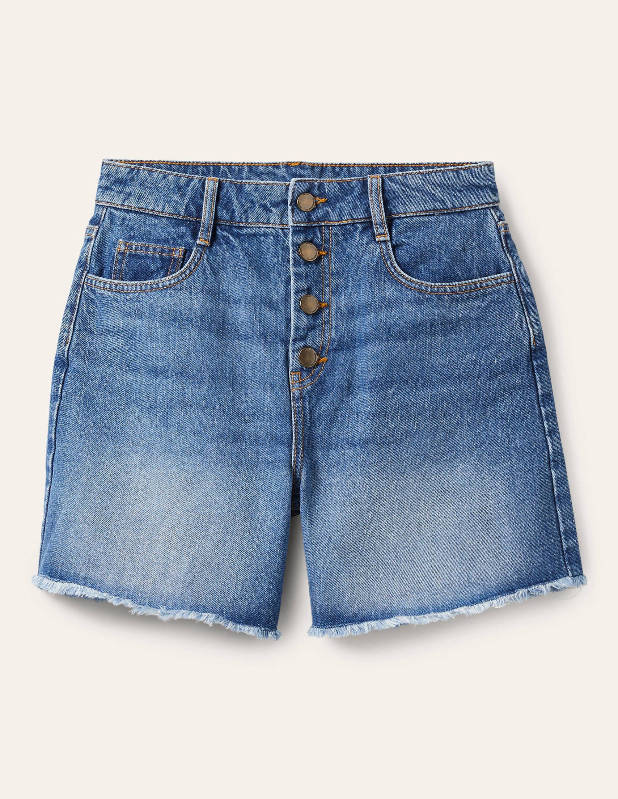 Denimshorts mit Knopfleiste-Helles Vintageblau - Image 5