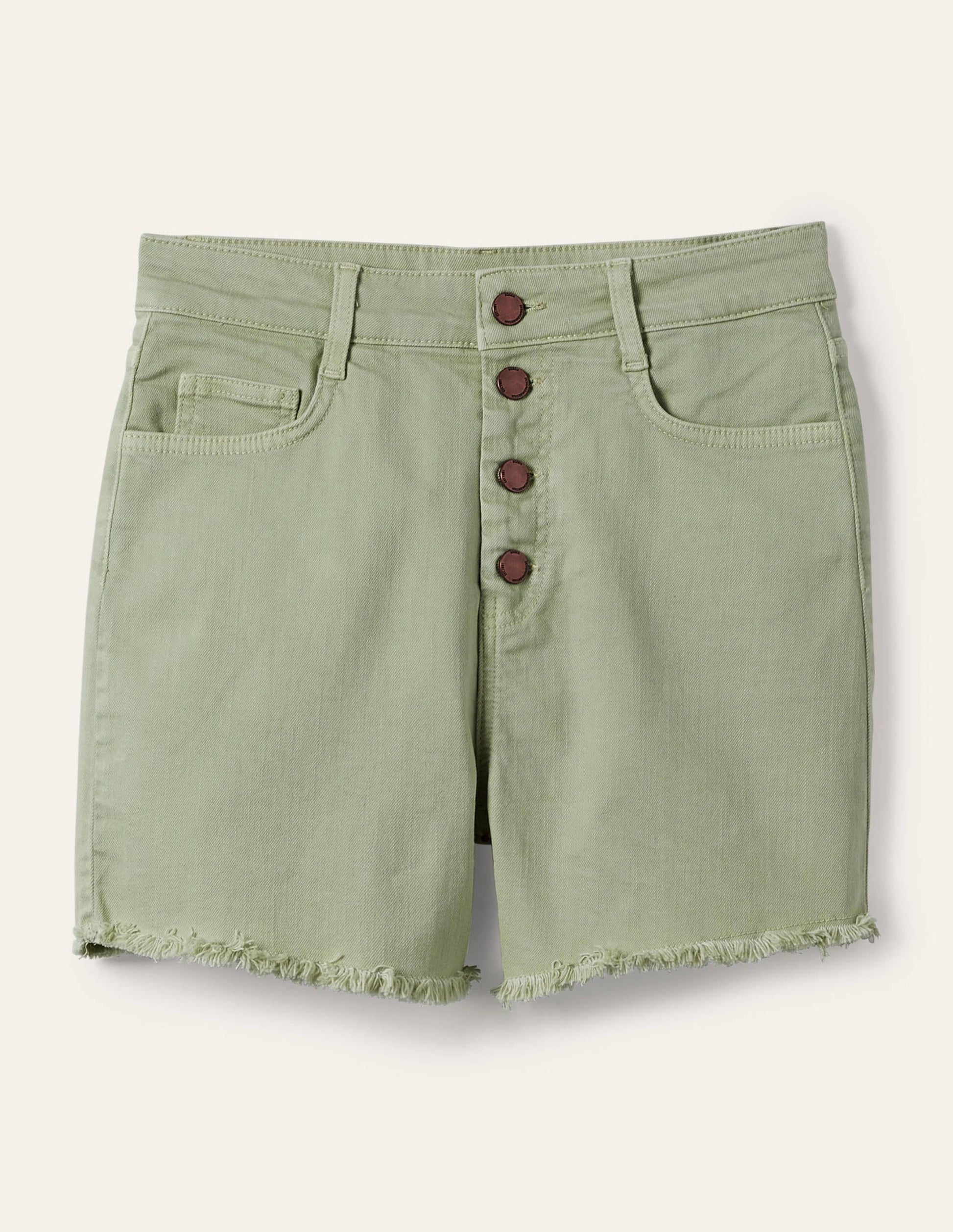 Short en jean avec braguette boutonnée-Vert laurier-5