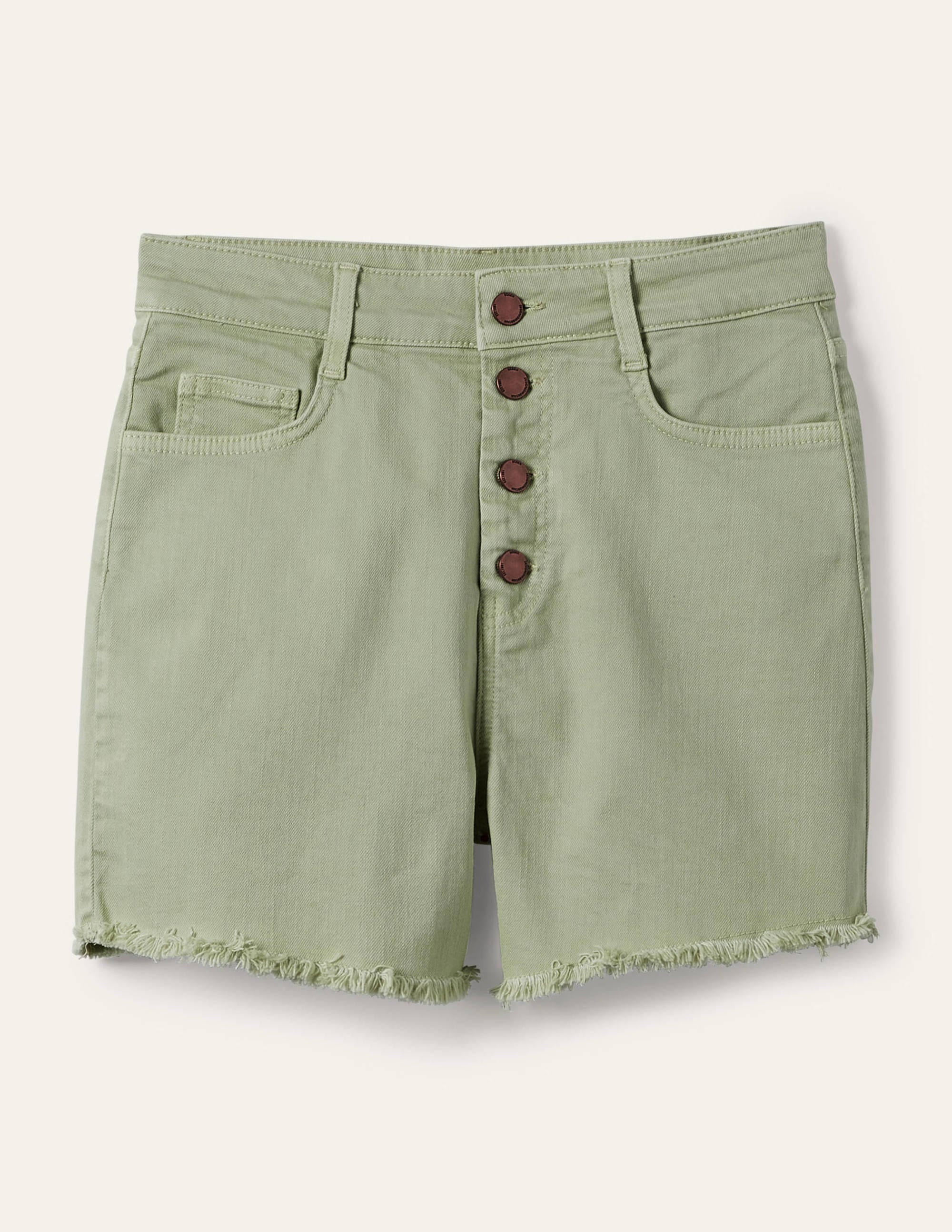 Short en jean avec braguette boutonnée-Vert laurier - Image 5