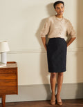Jupe crayon texturée-Noir