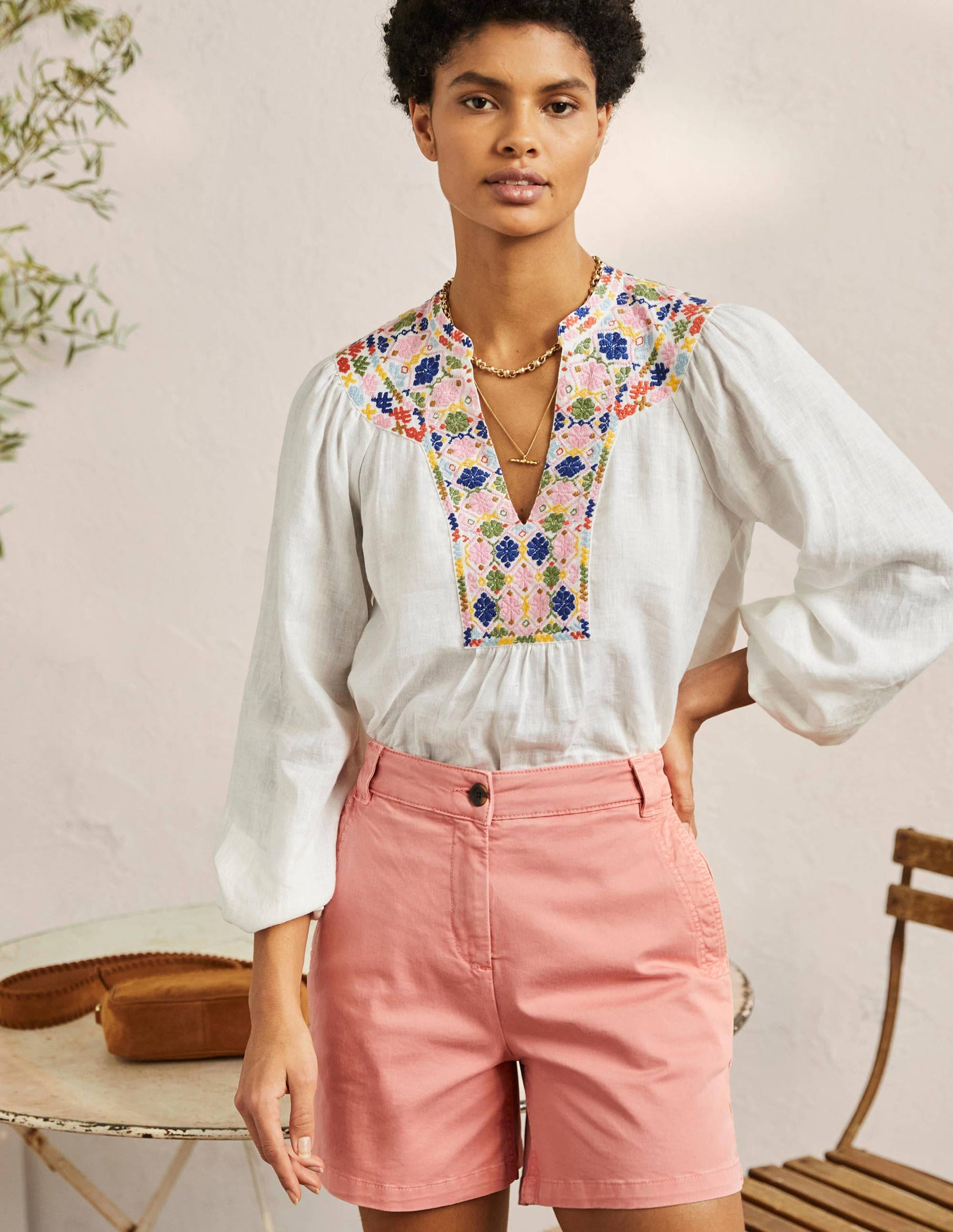 Short chino classique-Rose fleur mauve-1