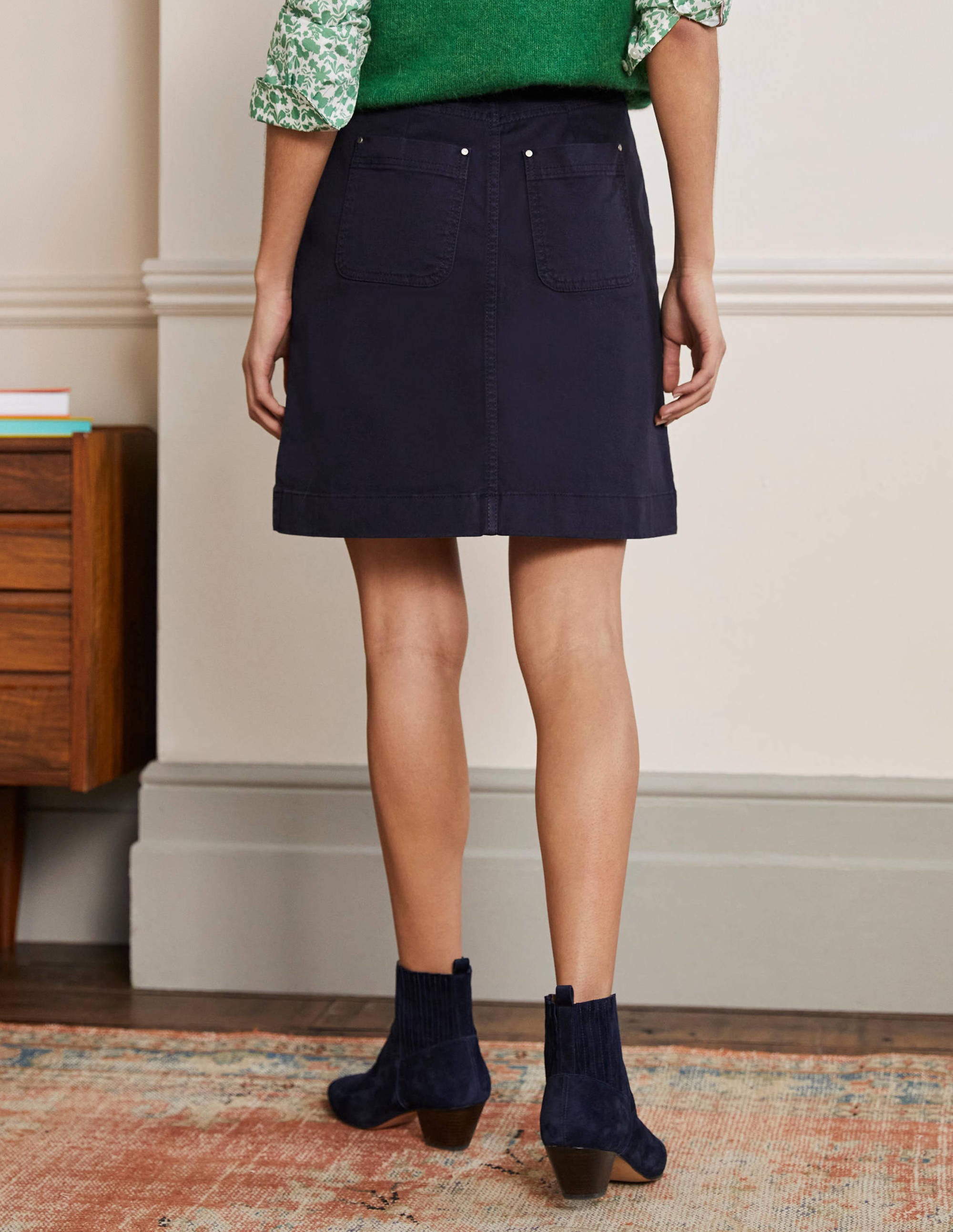 Patch Pocket Skirt-Navy - Image 3