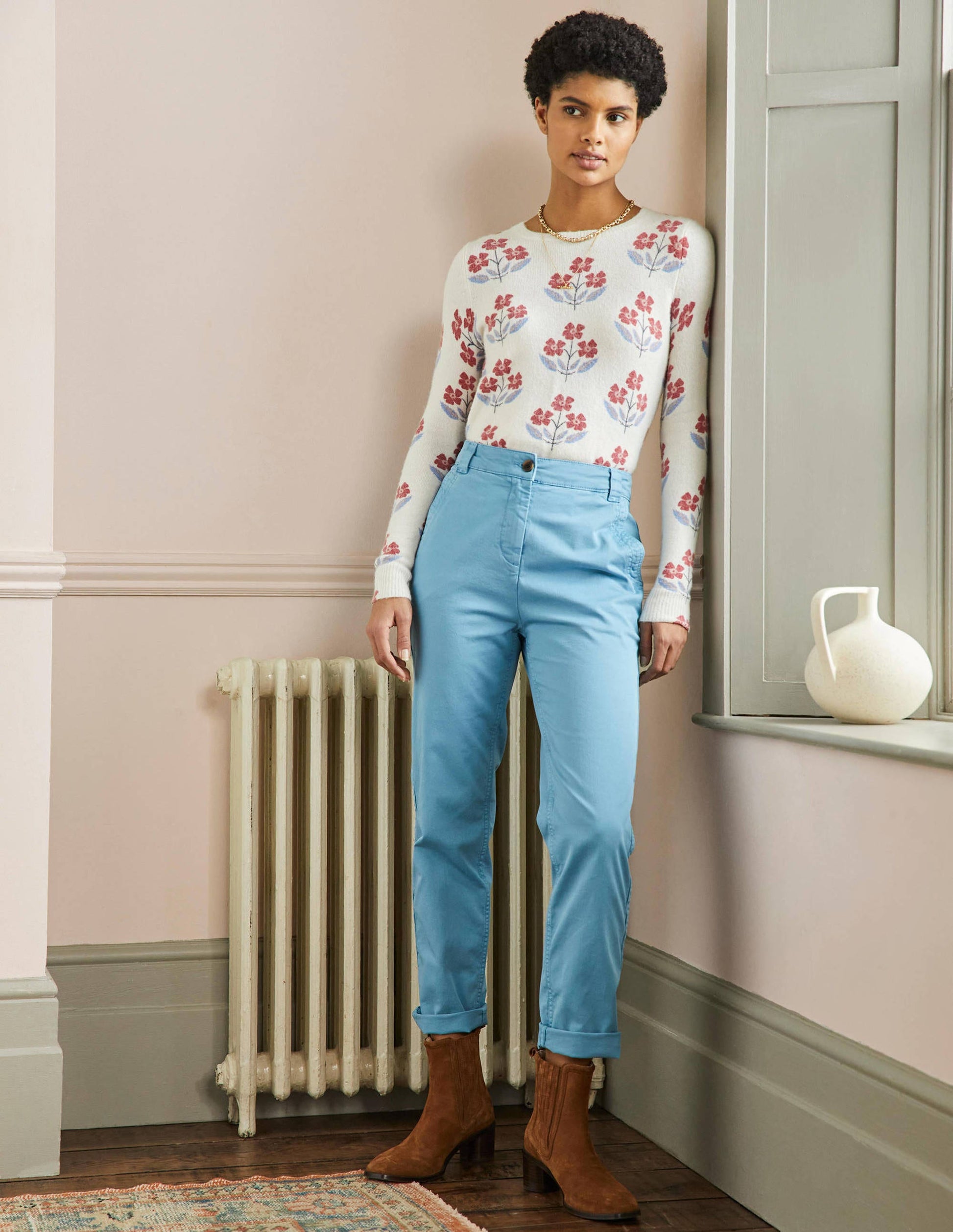 Classic Chino Trousers-Mountain Spring Blue-1
