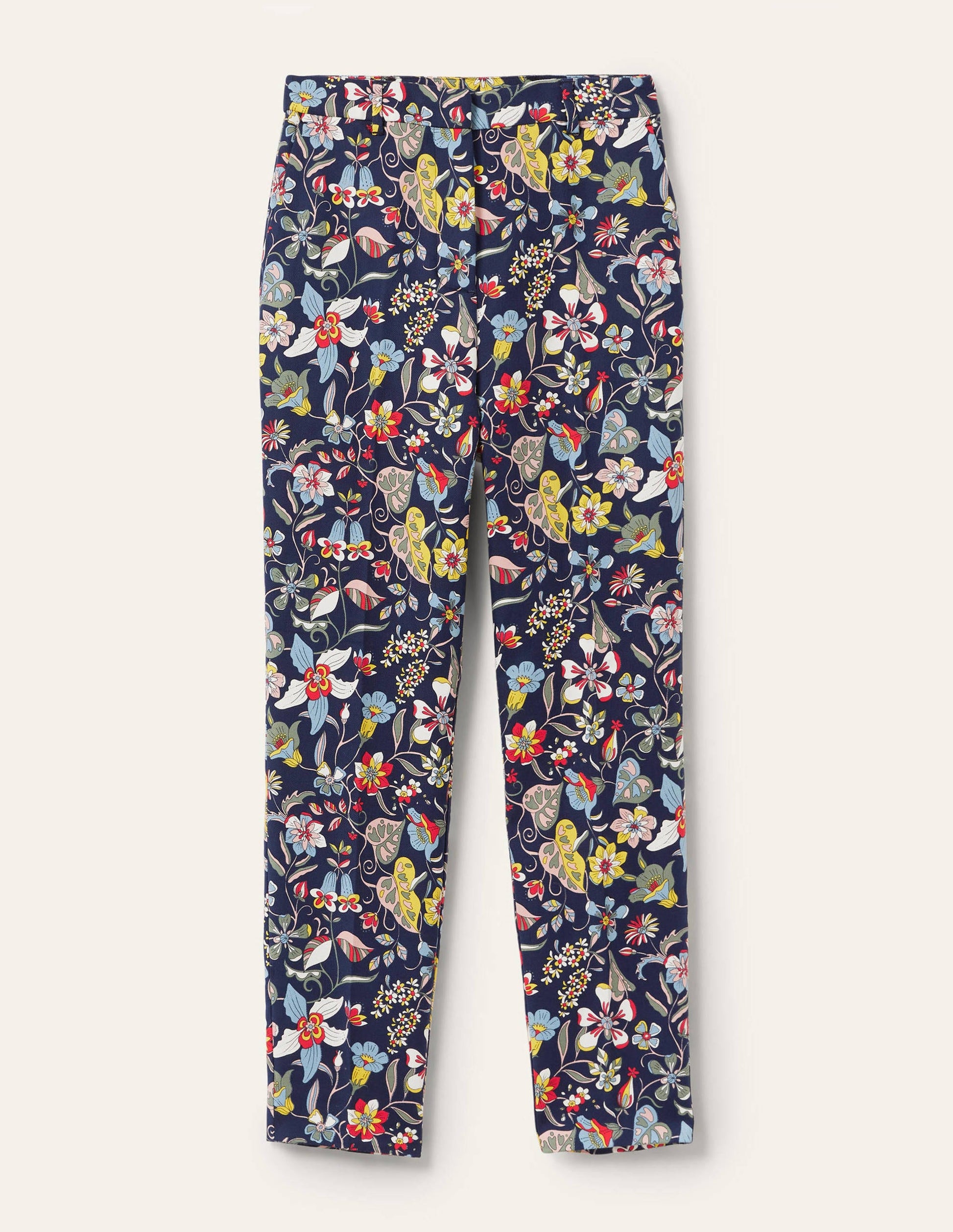Carrie Gemusterte Hose-Französisches Navy, Tropisches Blumenmuster-5