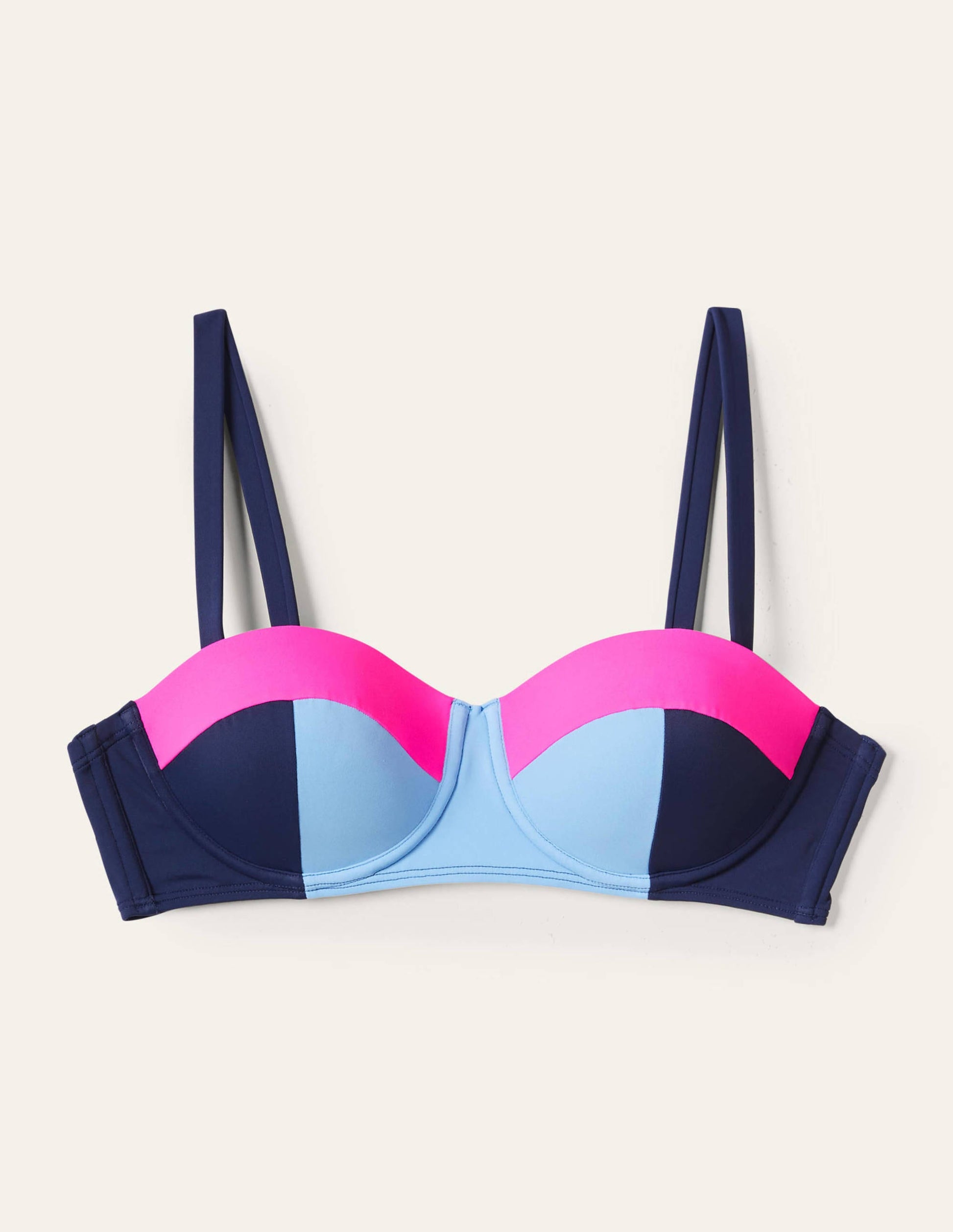 Portofino Bikinioberteil mit Körbchen-Himmelblau, Blockfarben-5