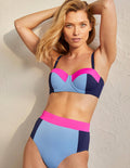 Portofino Bikinioberteil mit Körbchen-Himmelblau, Blockfarben