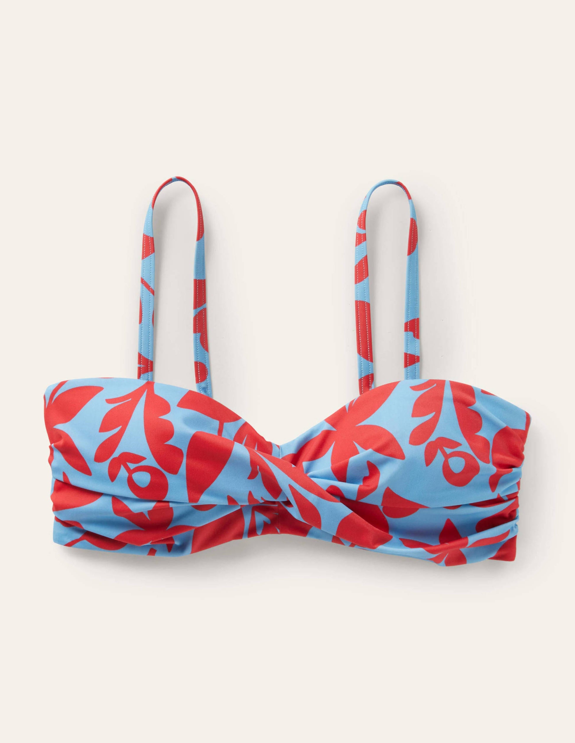 Haut de bikini Catania à bonnets-Bleu ancien, motif Abstract Leaf-4
