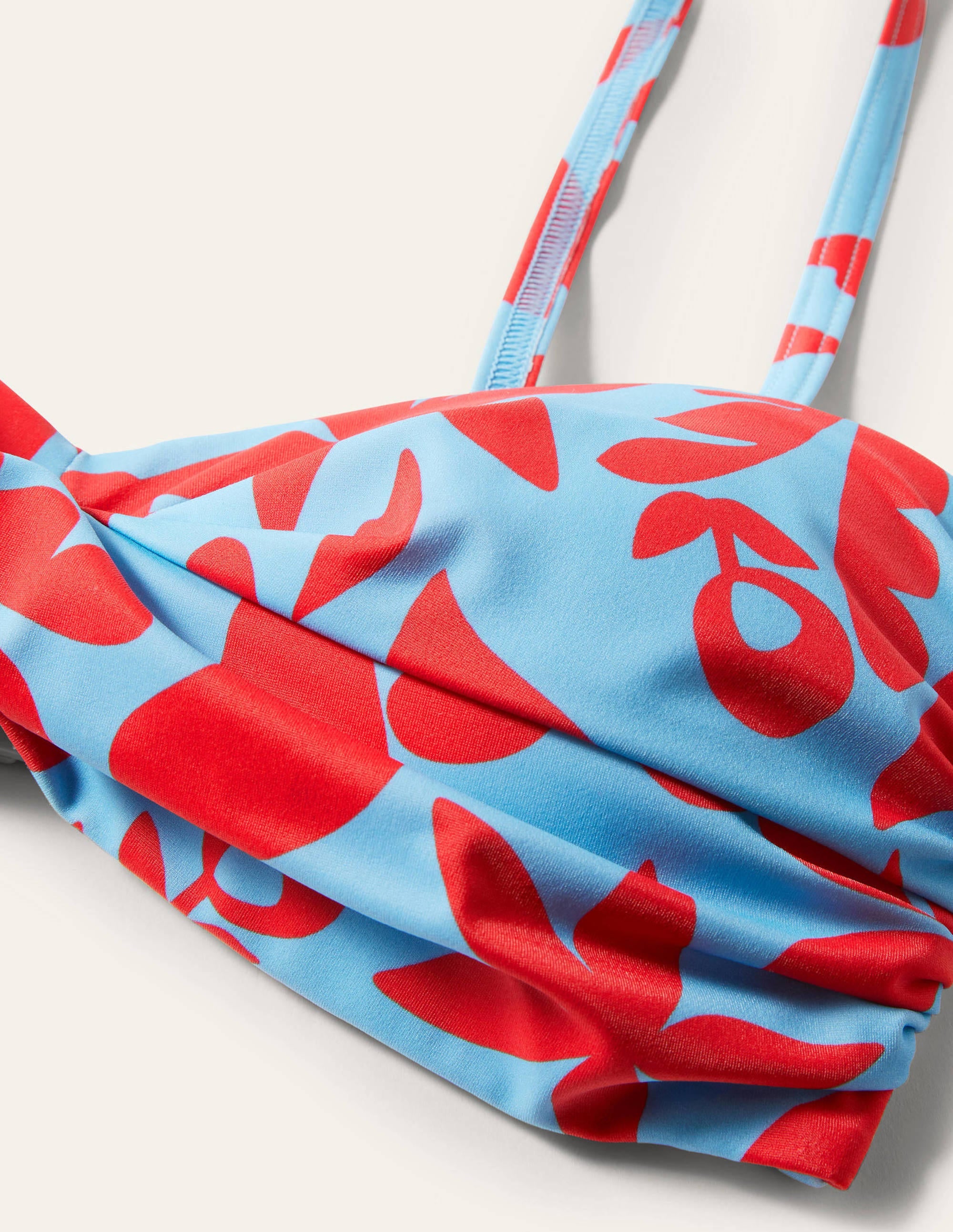 Haut de bikini Catania à bonnets-Bleu ancien, motif Abstract Leaf - Image 5