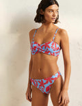 Haut de bikini Catania à bonnets-Bleu ancien, motif Abstract Leaf