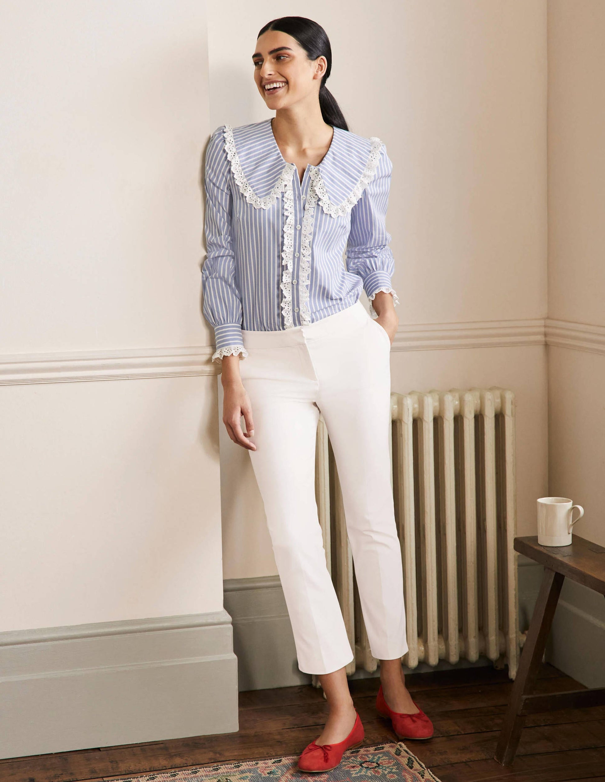 Richmond 7/8-Hose-Naturweiß-1