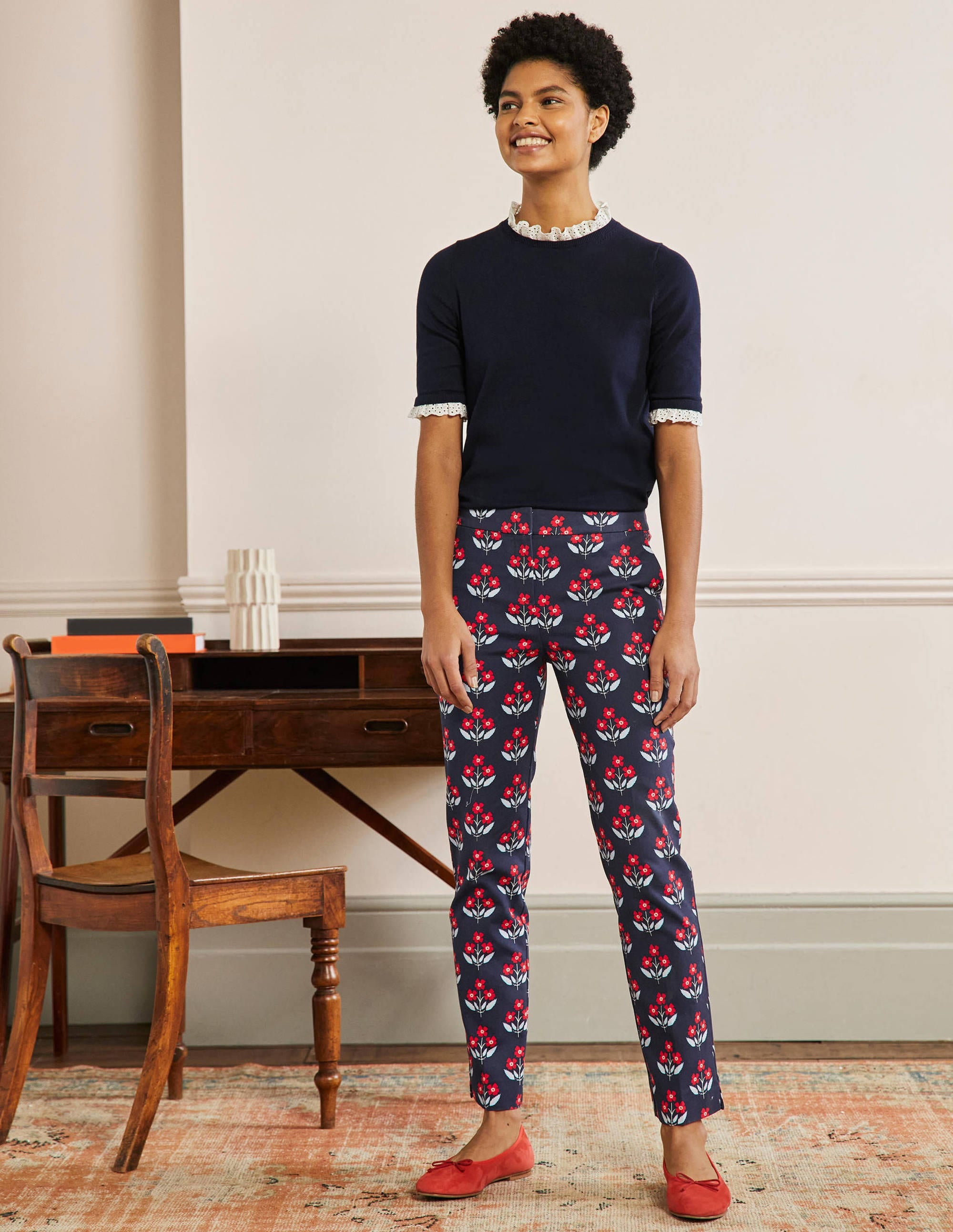 Richmond 7/8-Hose-Navy, Blütenknospen - Image 1