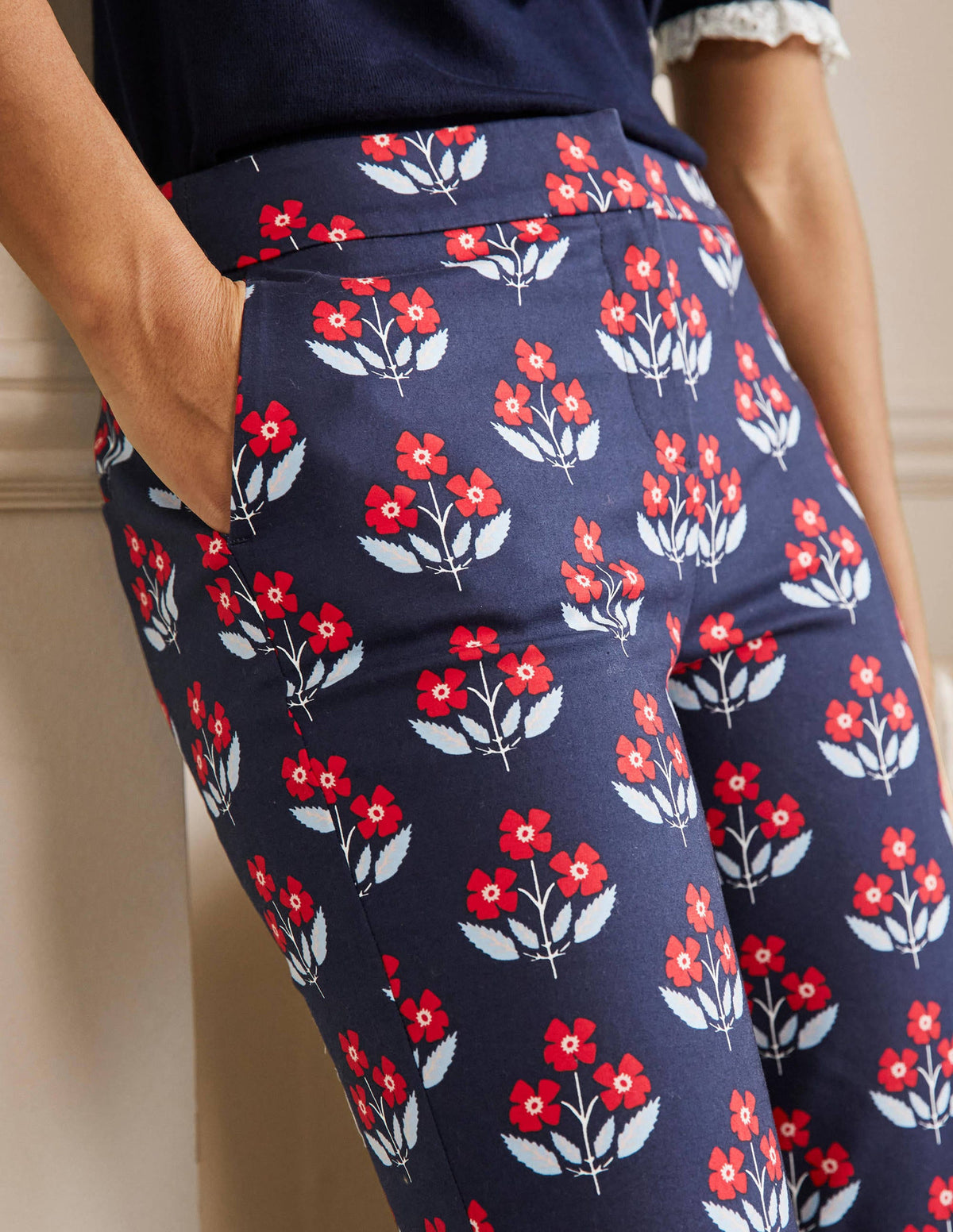 Richmond 7/8-Hose-Navy, Blütenknospen - Image 2