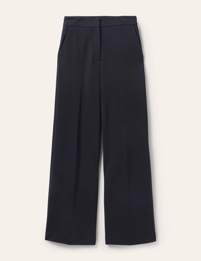 Pantalon Westbourne en point de Rome-Bleu Marine, Petits Pois