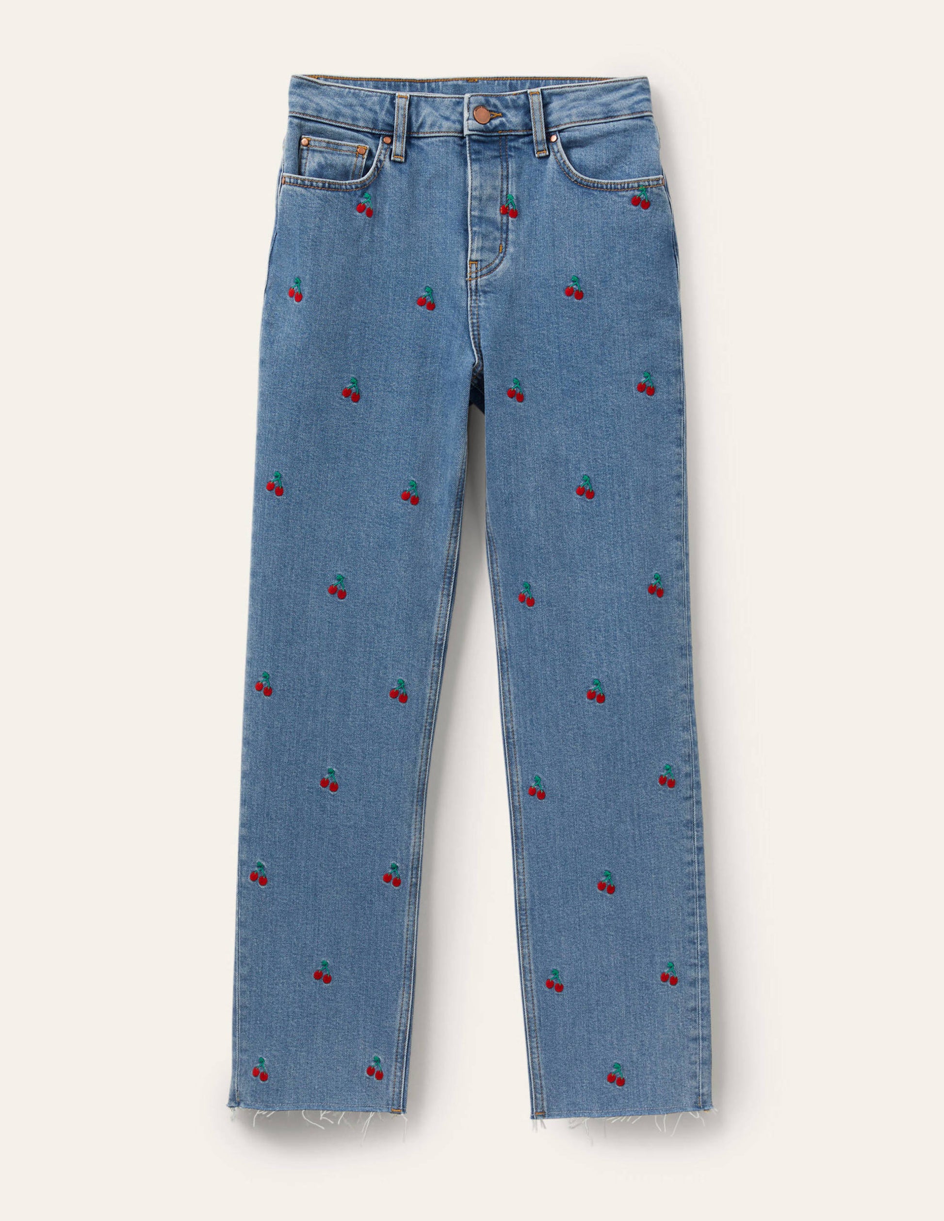 Lockere Jeans mit geradem Bein-Kirschenstickerei-6